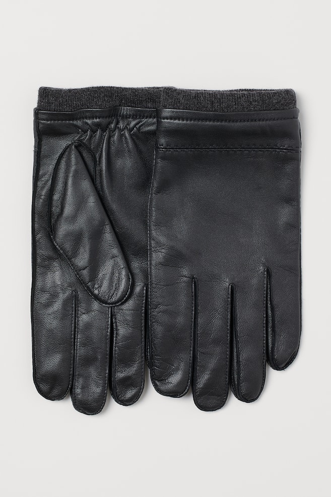 Skórzane rękawiczki - Czarny - 5