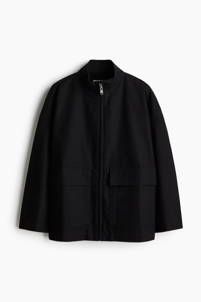 Oversized jas van canvas - Zwart - 1