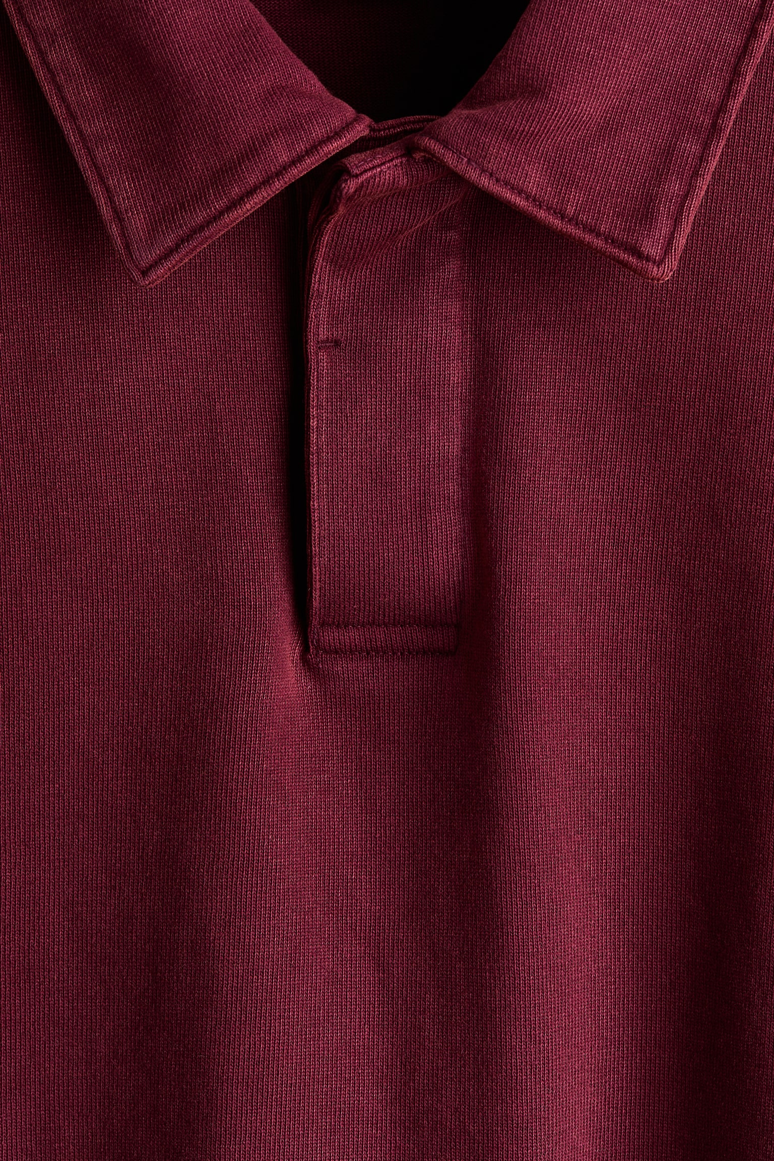 Мужское поло H&M Oversized Long-Sleeved Polo Shirt, цвет: Бордовый — фото 7