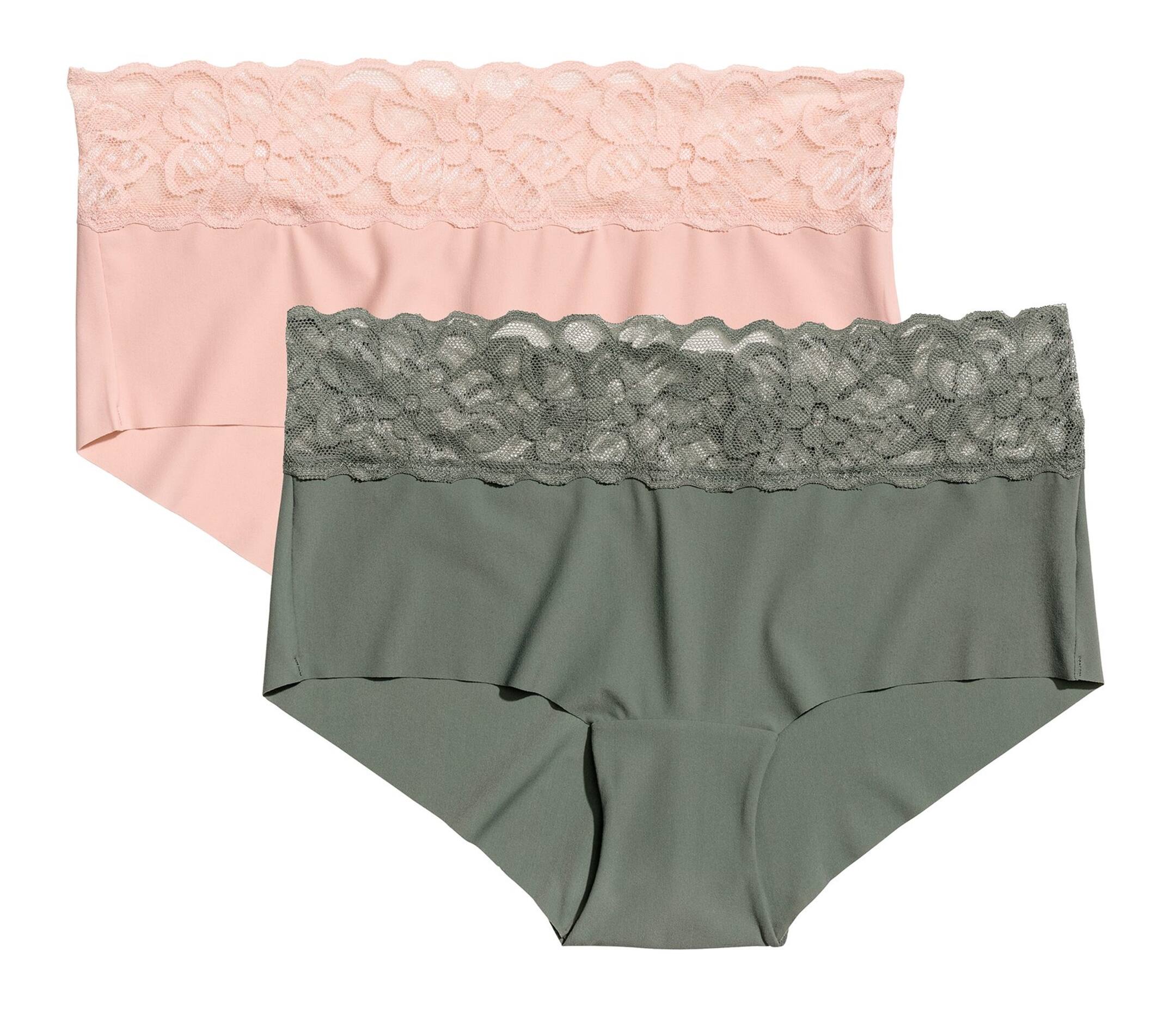 2-pack shortie briefs - Khaki green/Pink - Ladies | H&M GB