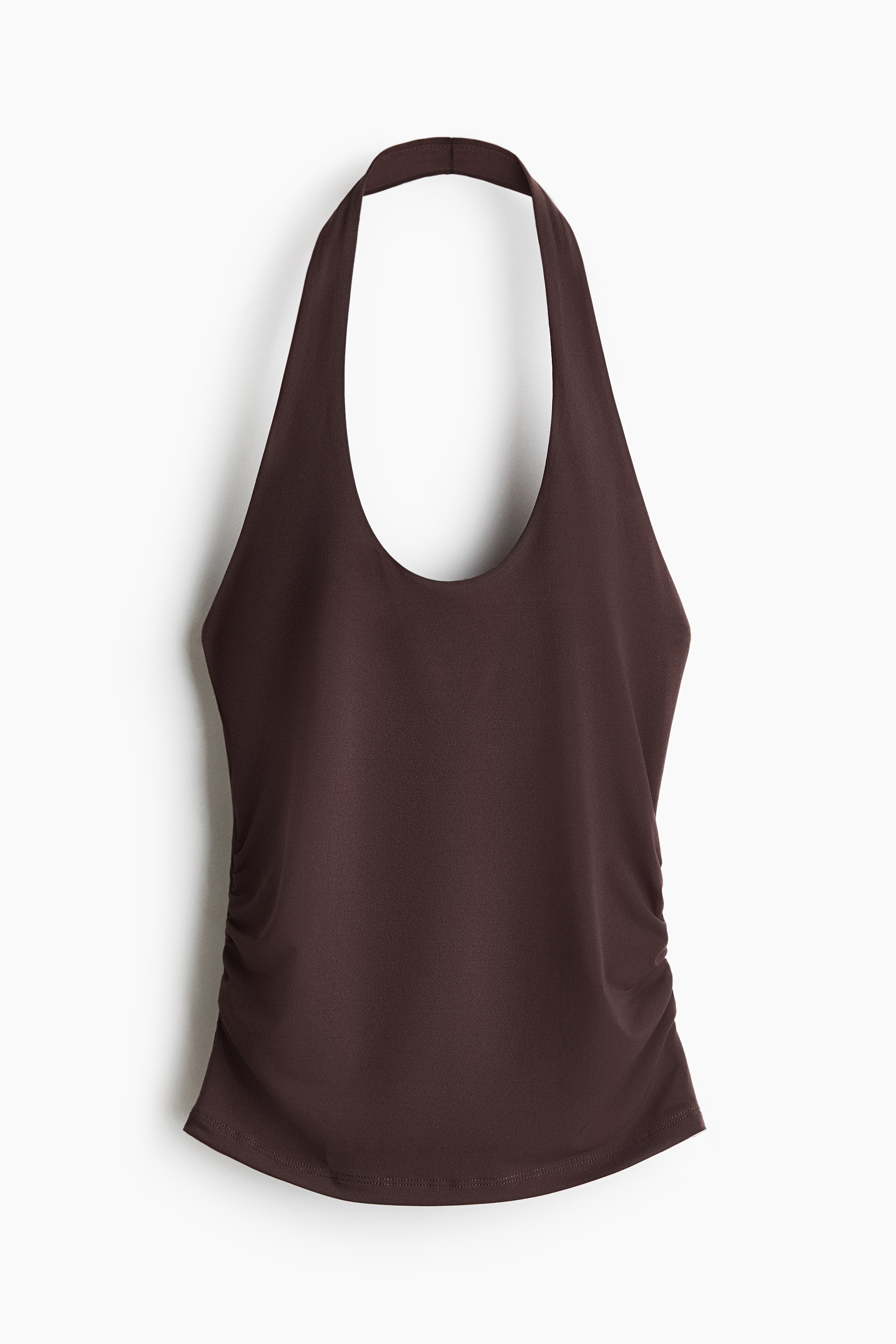 Ruched halterneck top - Dark brown/Light dusty blue