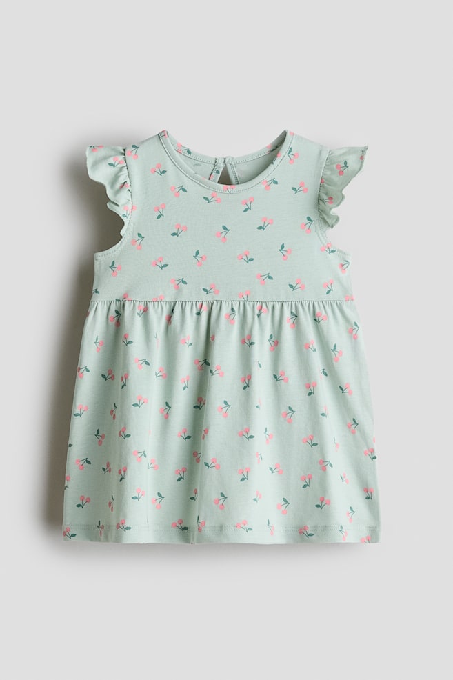 Print Cotton Dress - Light dusty green/Cherries/Cream/Hearts/Light purple/Floral - 1