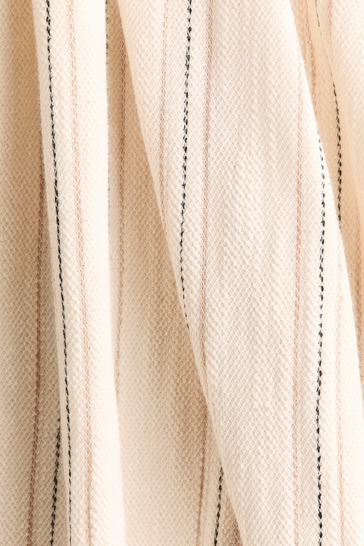 Pamuklu Tekstüre Pull-on Pantolon - Krem/Çizgili - 2