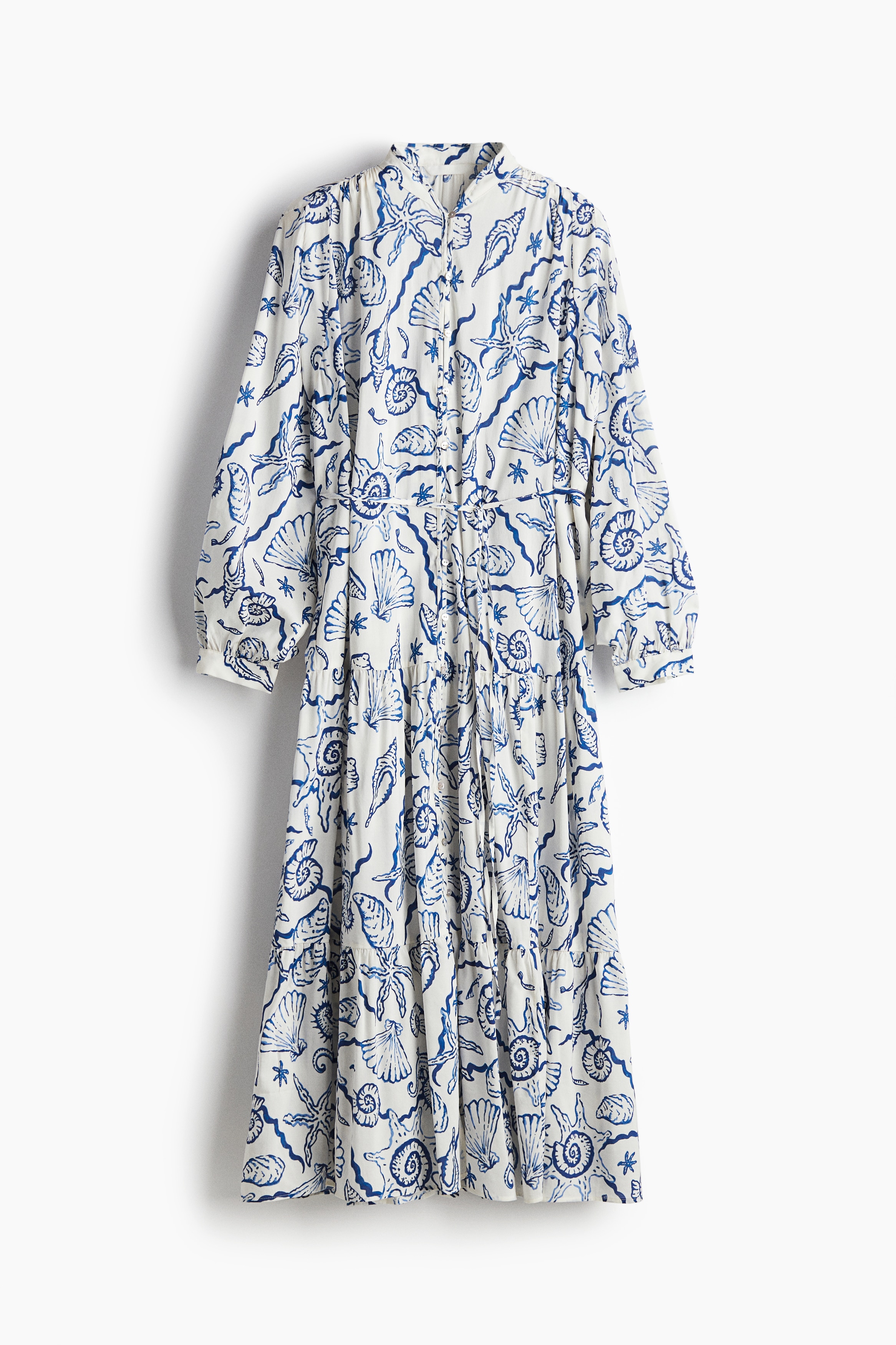 Rochie maxi cu volane - Alb/scoici/Alb/motive/Negru/motive/Alb/flori