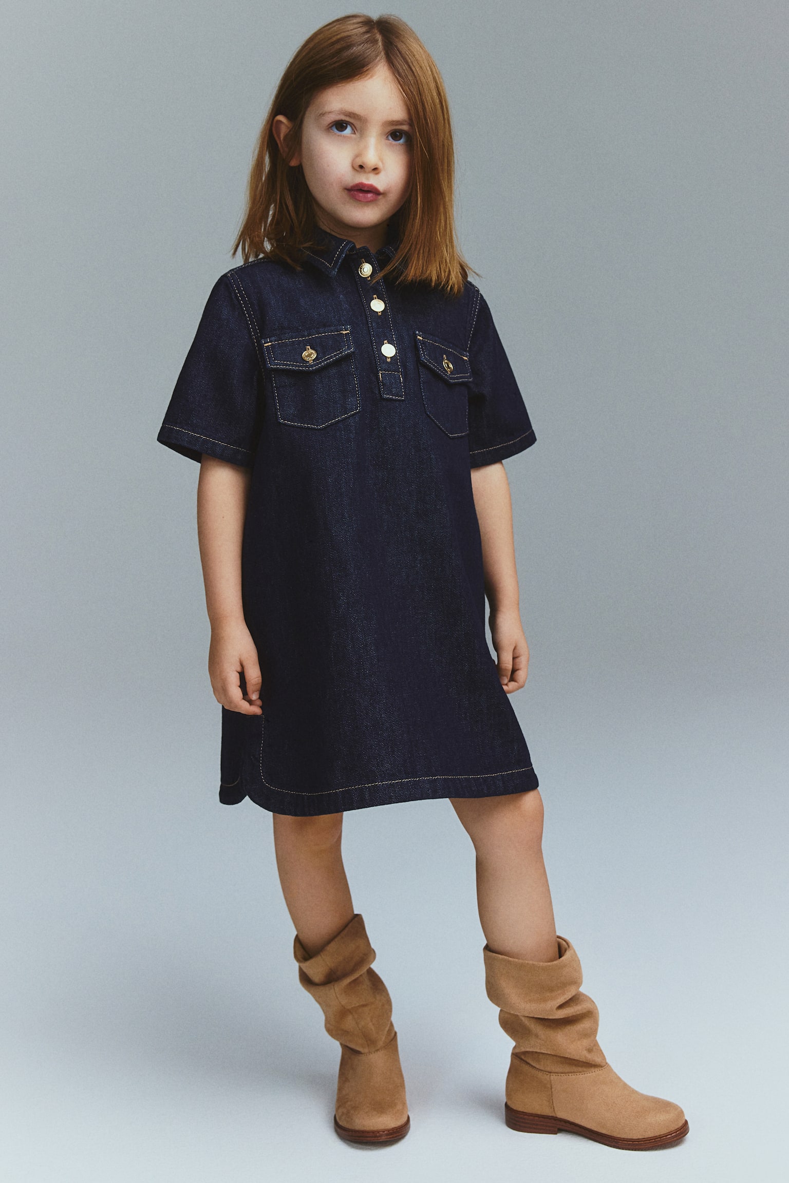 Denim Shirt Dress - Dark denim blue - 2