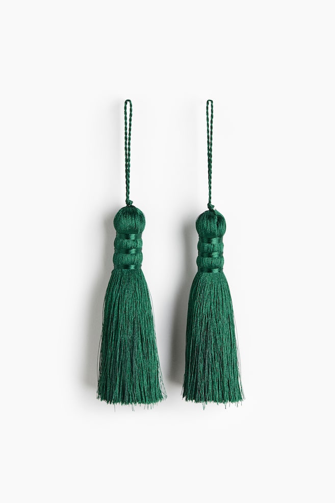 Lot de 2 glands de Noël - Vert foncé/Rouge/Blanc - 1