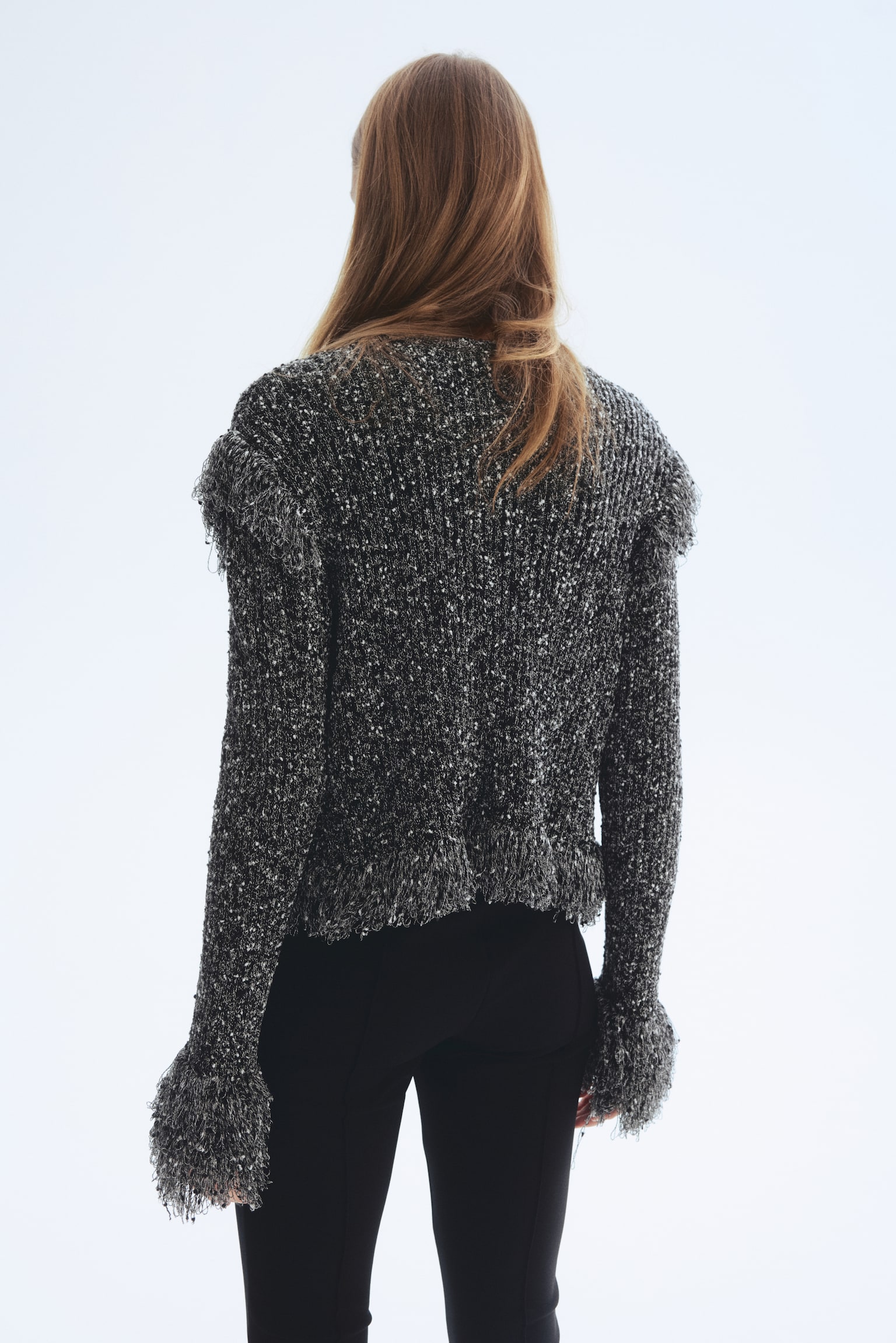 Кардиган із бахромою - Чорний меланж - 3