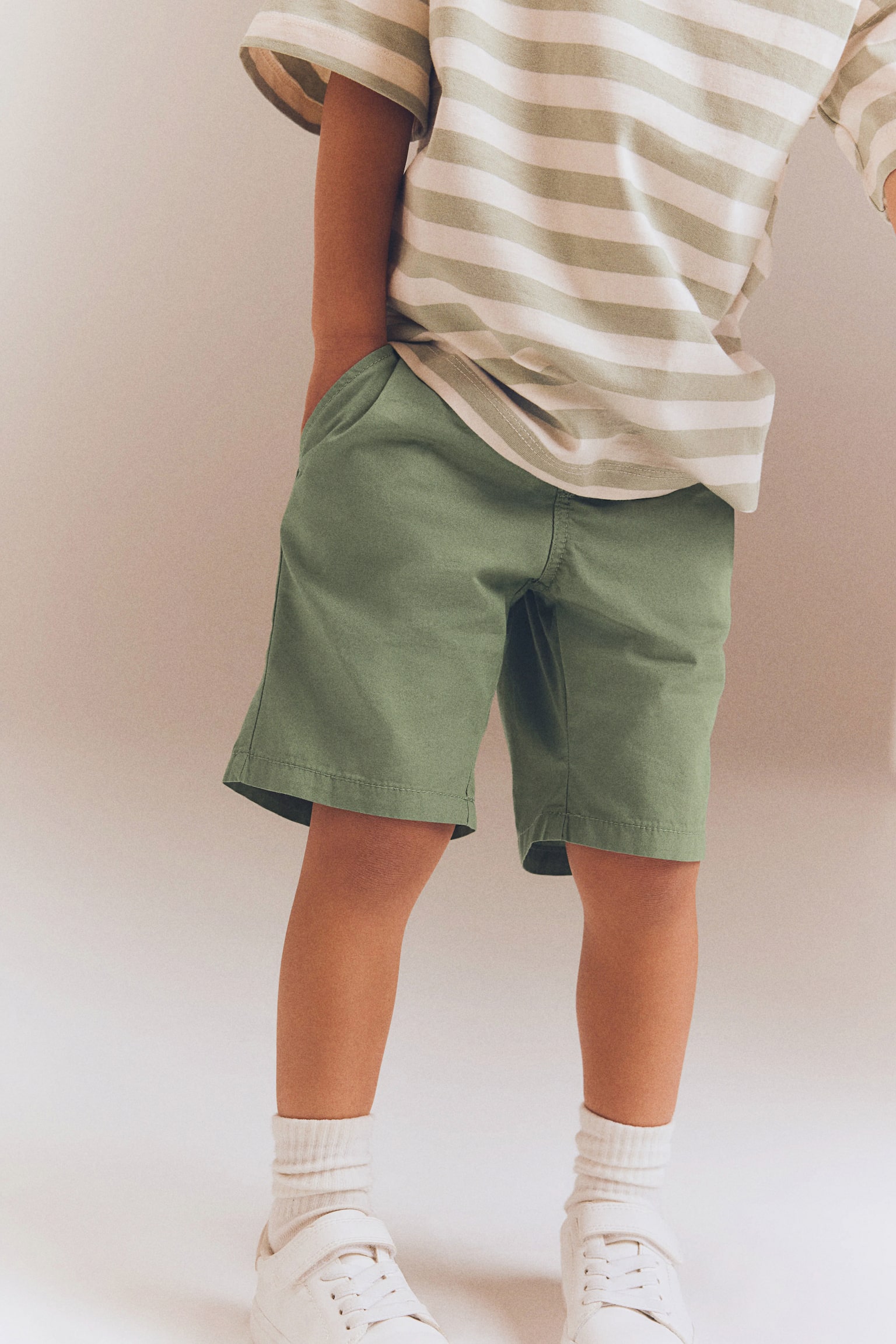 3-pack cotton shorts - Blue/Khaki green - 3