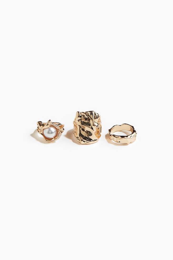 3-Pack Rings - Gold-colored - 1