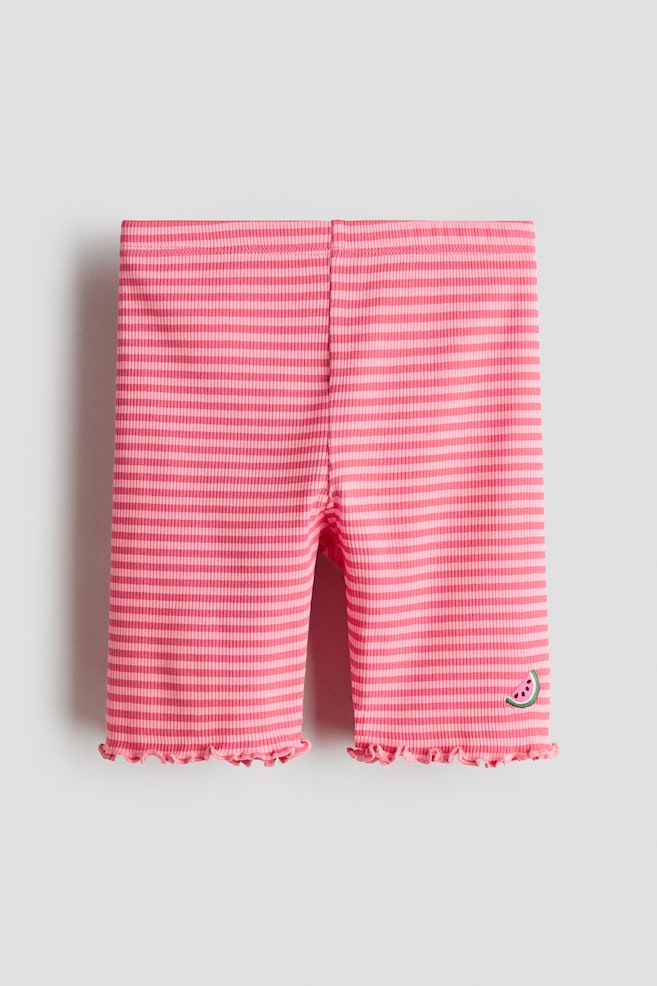 Printed Cotton Bike Shorts - Pink/striped/White/light purple striped/Beige/leopard print - 1