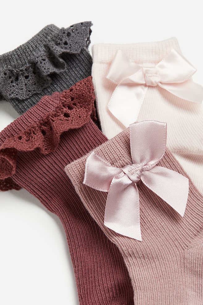 4-pack socks - Dark grey/Light pink/Lilac/Floral/Dark pink/Light pink/Light pink/Light turquoise/dc - 2