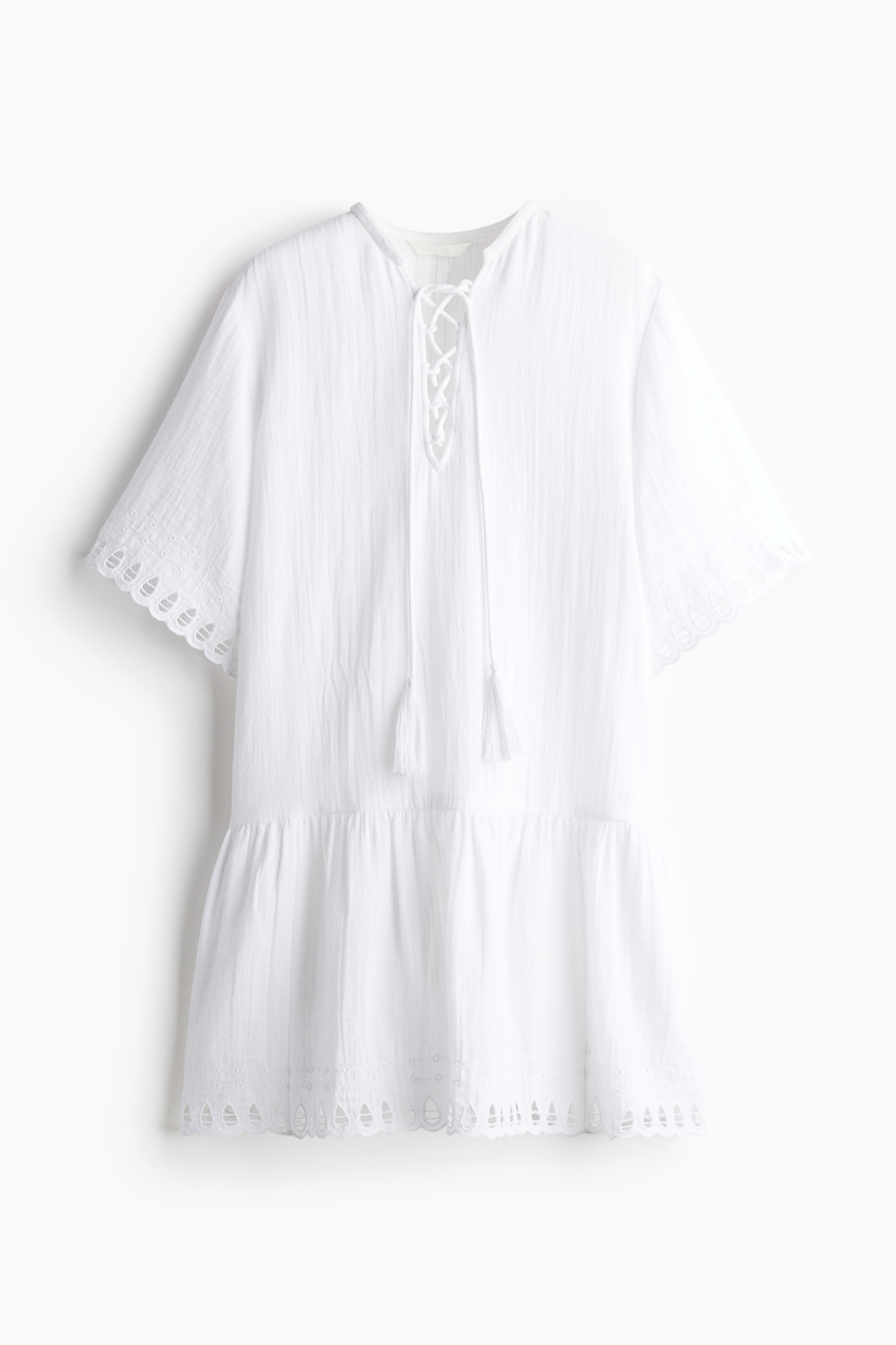 Βαμβακερό φόρεμα-τουνίκ - Λευκό/Μαύρο