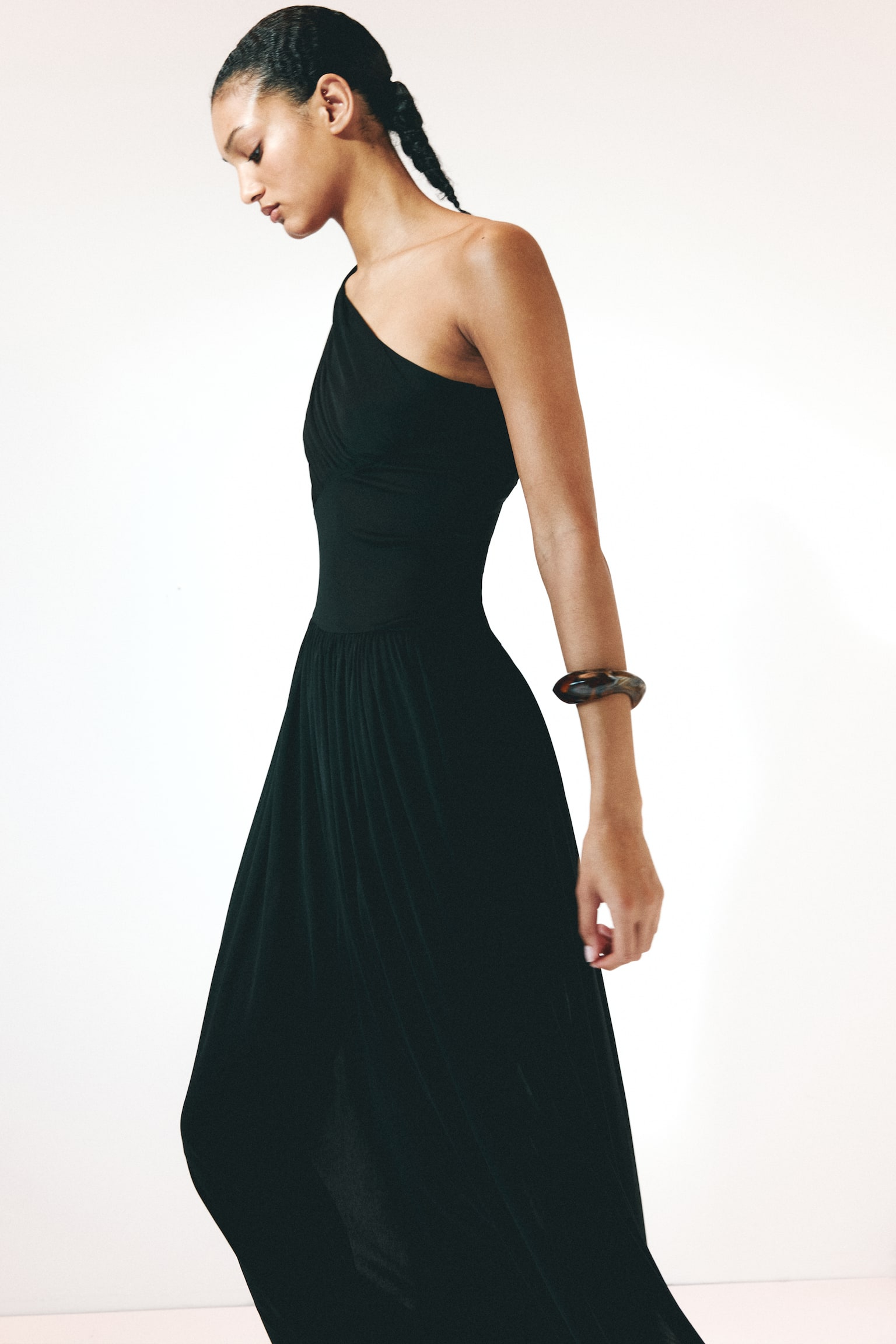 Draped one-shoulder dress - Black - 6