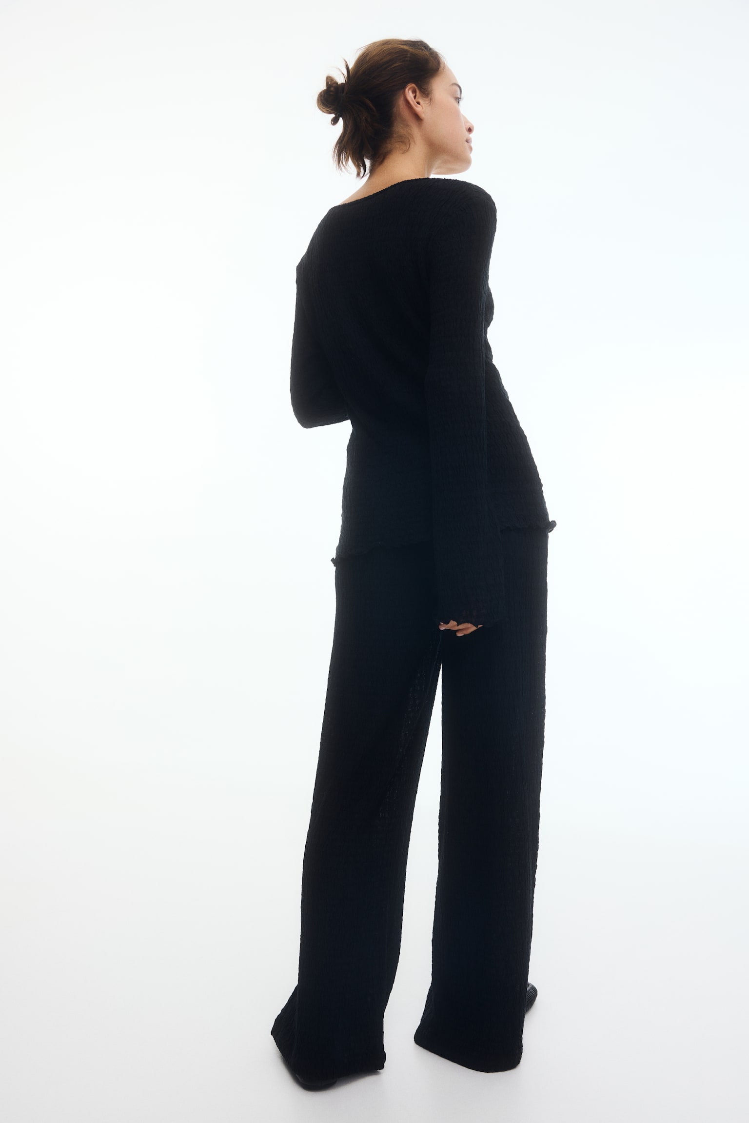 MAMA סט 2 חלקים מג'רזי עם טקסטורה - שחור - 4