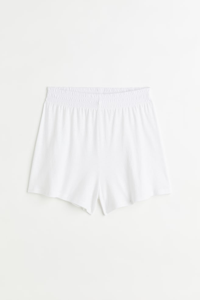 Shorts in misto lino - Bianco/Giallo chiaro - 1