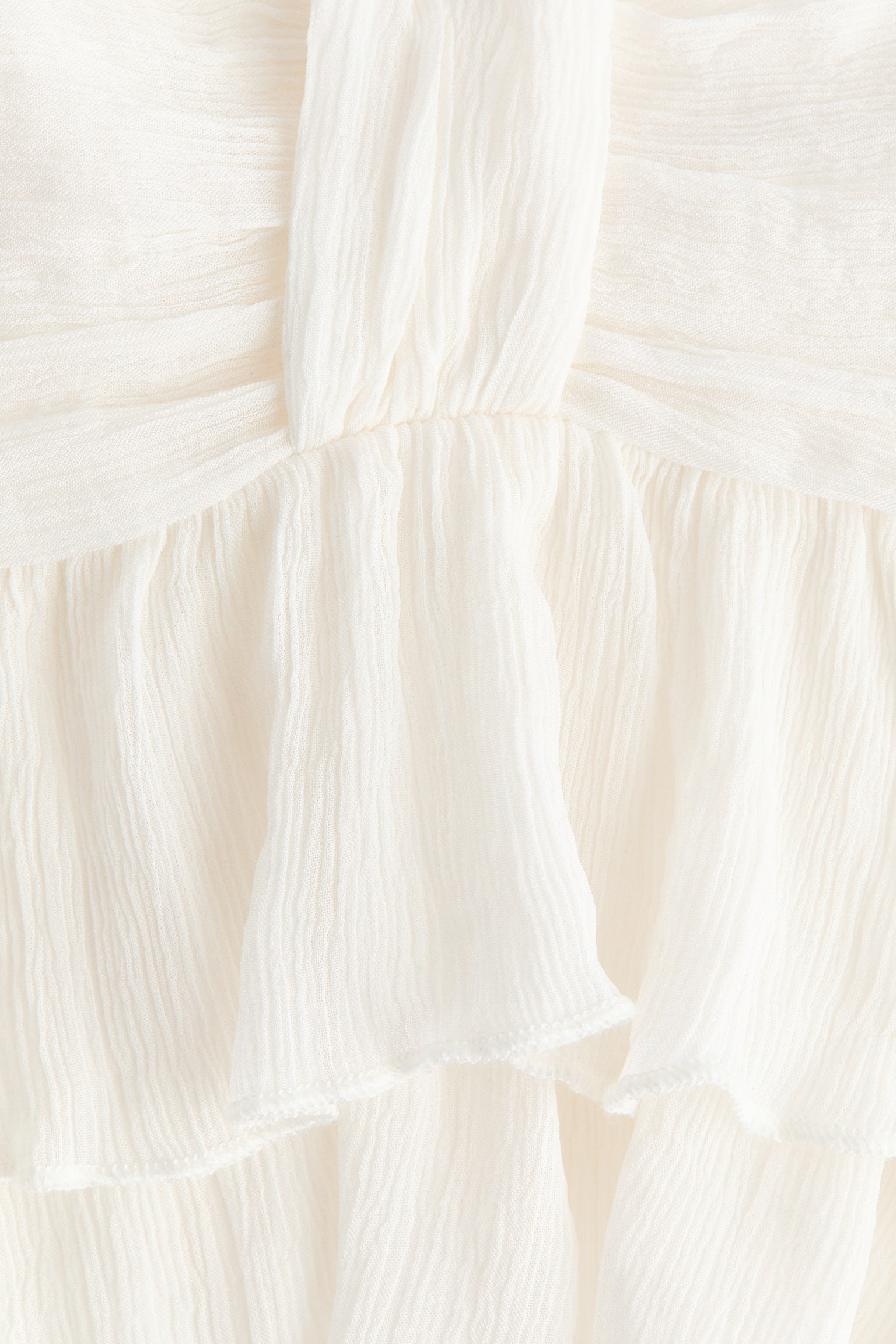Женский топ H&M Crinkled Ruffle-Trimmed Top, цвет: Кремовый — фото 6