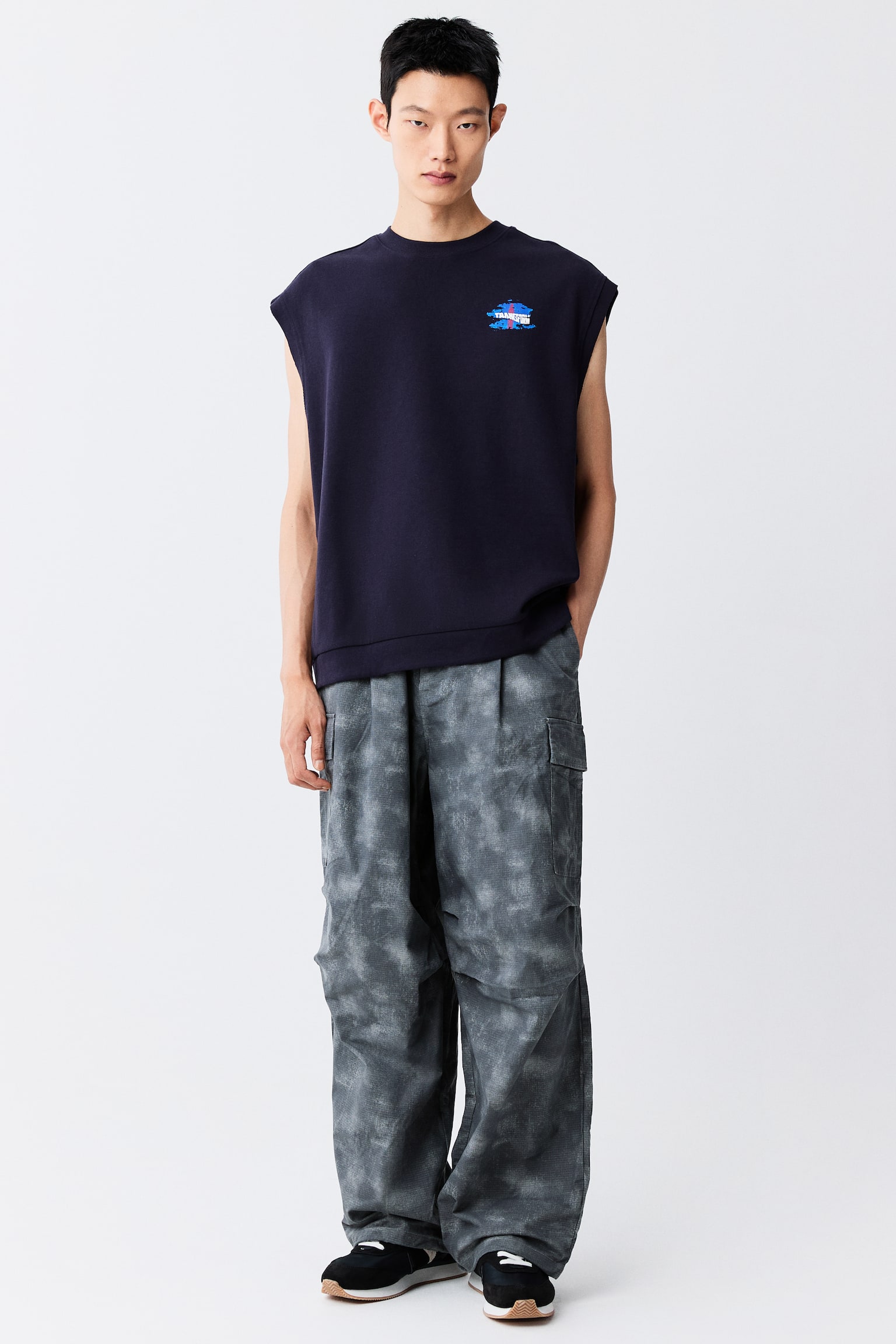 Loose Fit Cargo trousers - Grey/Patterned/Navy blue - 1