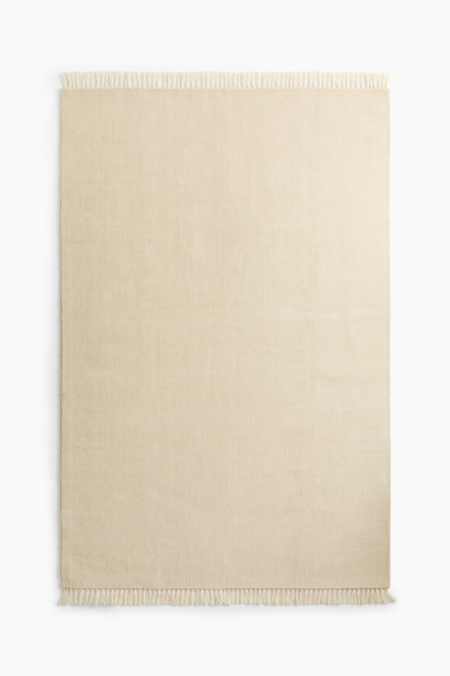 Large fringed wool-blend rug - Light beige/Beige