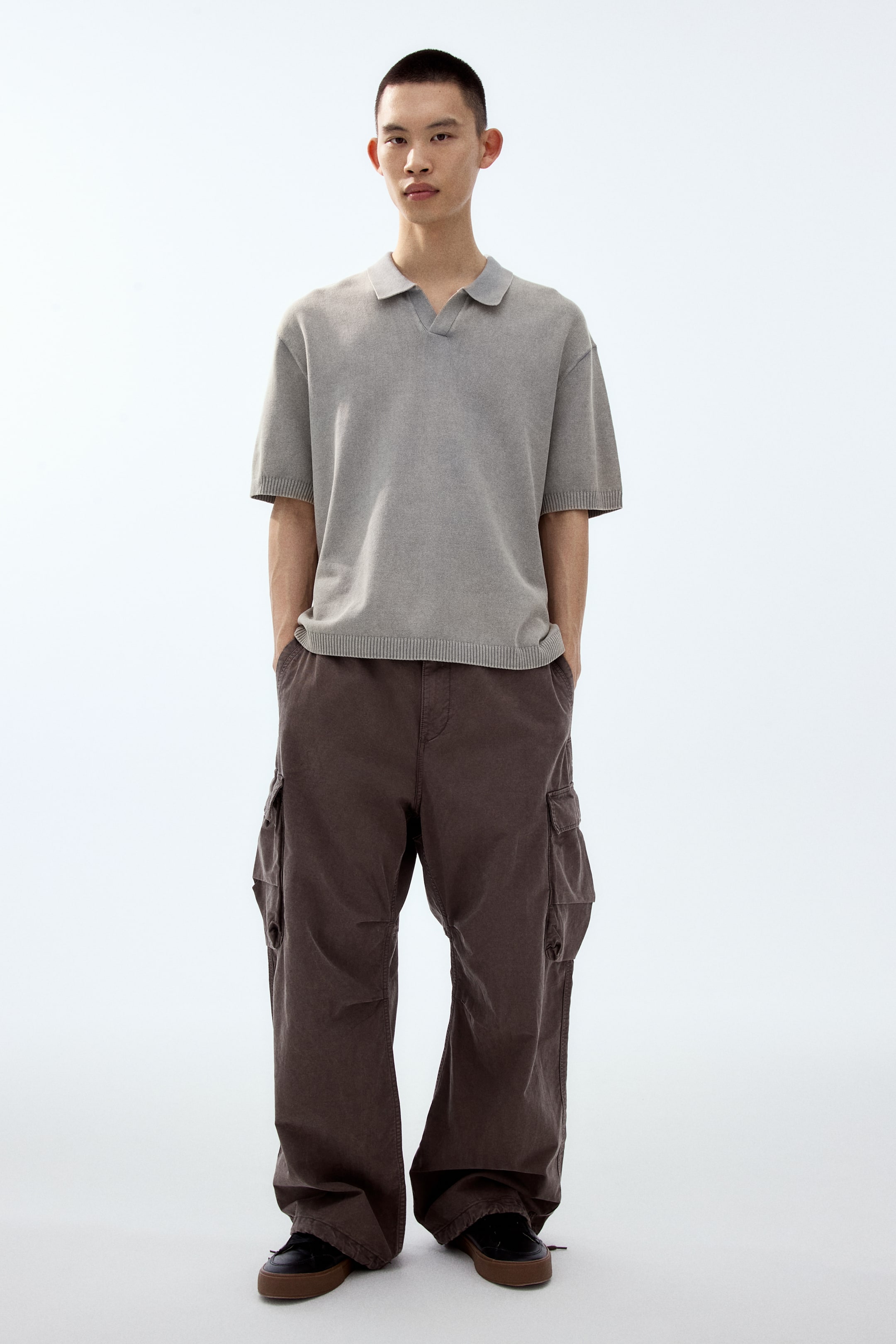 View larger image: Loose-Fit Knit Polo Shirt - Blue - Men | H&M PH 1