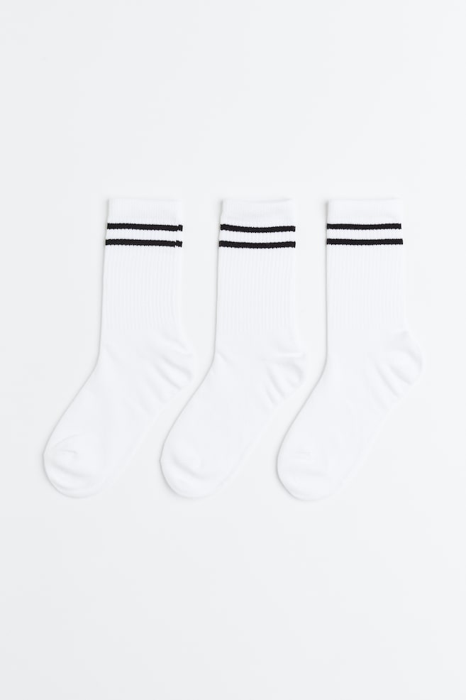 3-pack DryMove™ sports socks - White/Black/Black/Striped/Dark blue/Striped - 1