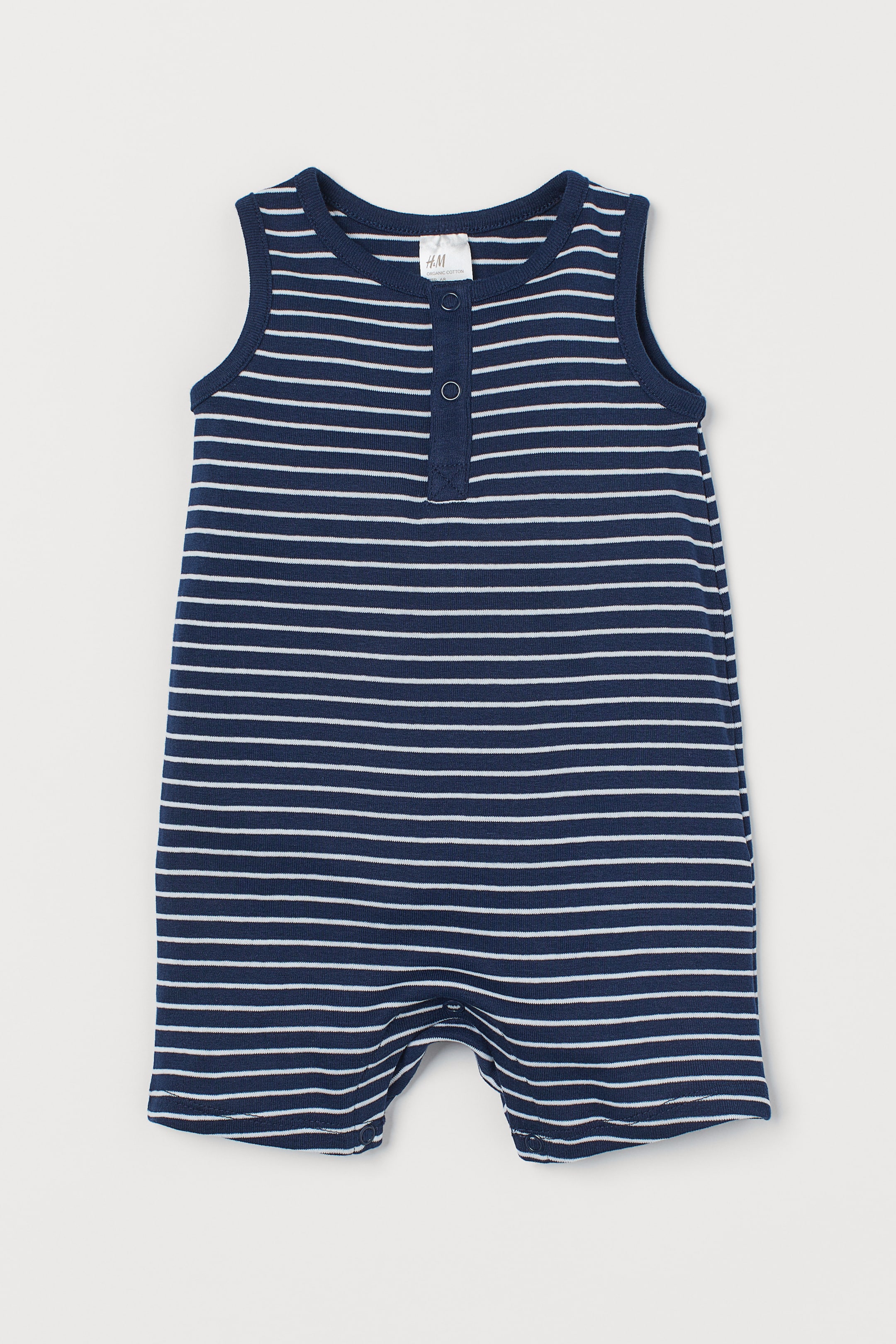View larger image: Sleeveless romper suit - Dark blue/Striped - Kids | H&M 1