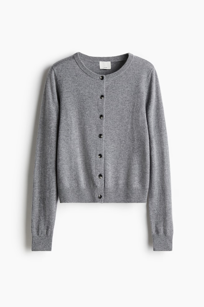 Gilet en maille fine de cachemire - Gris chiné - 1