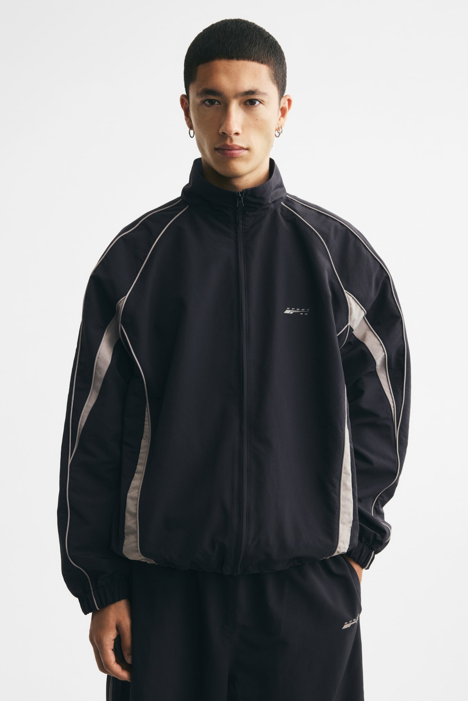 Мужская куртка H&M Track, цвет: Чёрный — фото 2