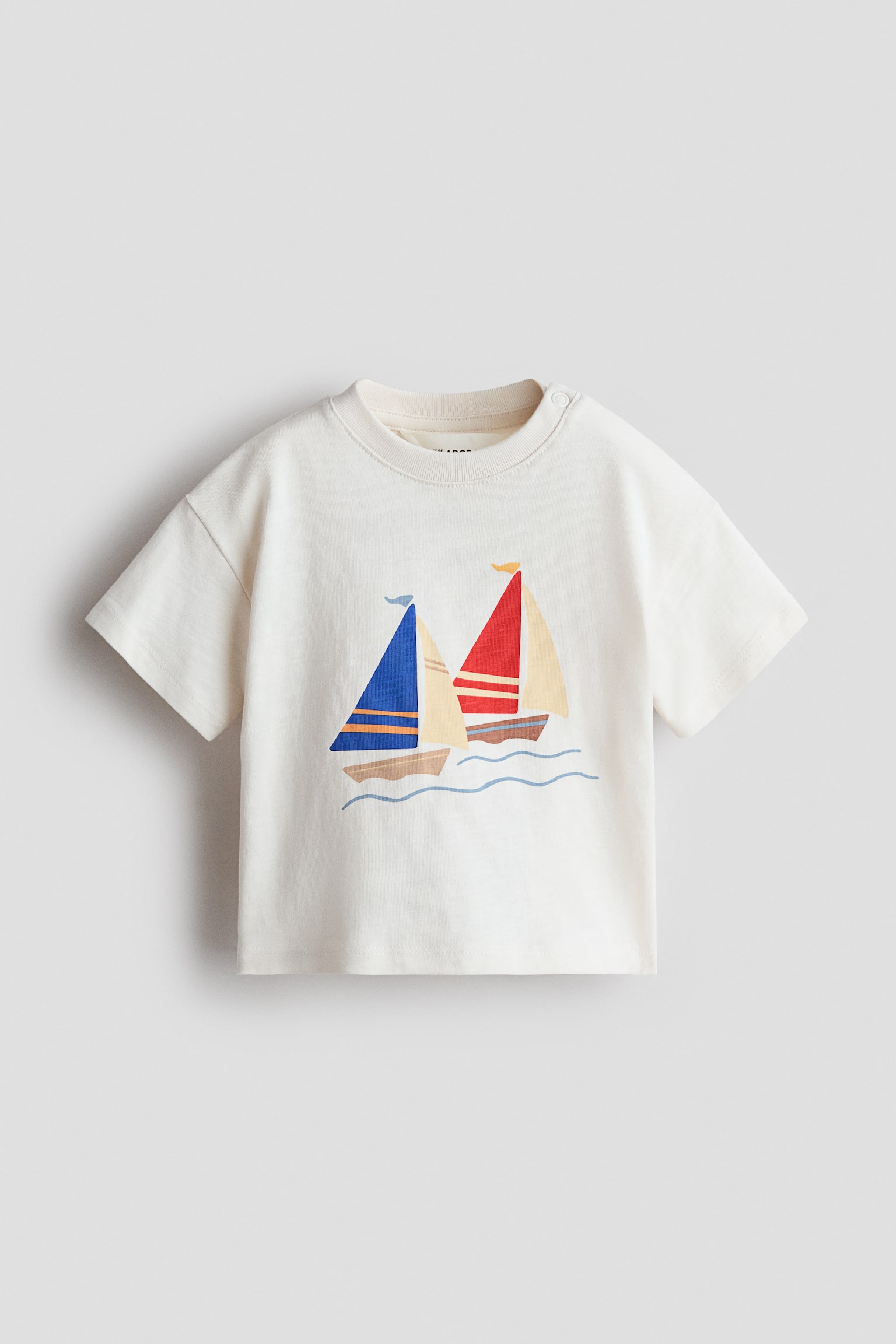 T-shirt avec détail brodé-Crème/voiliers - 2