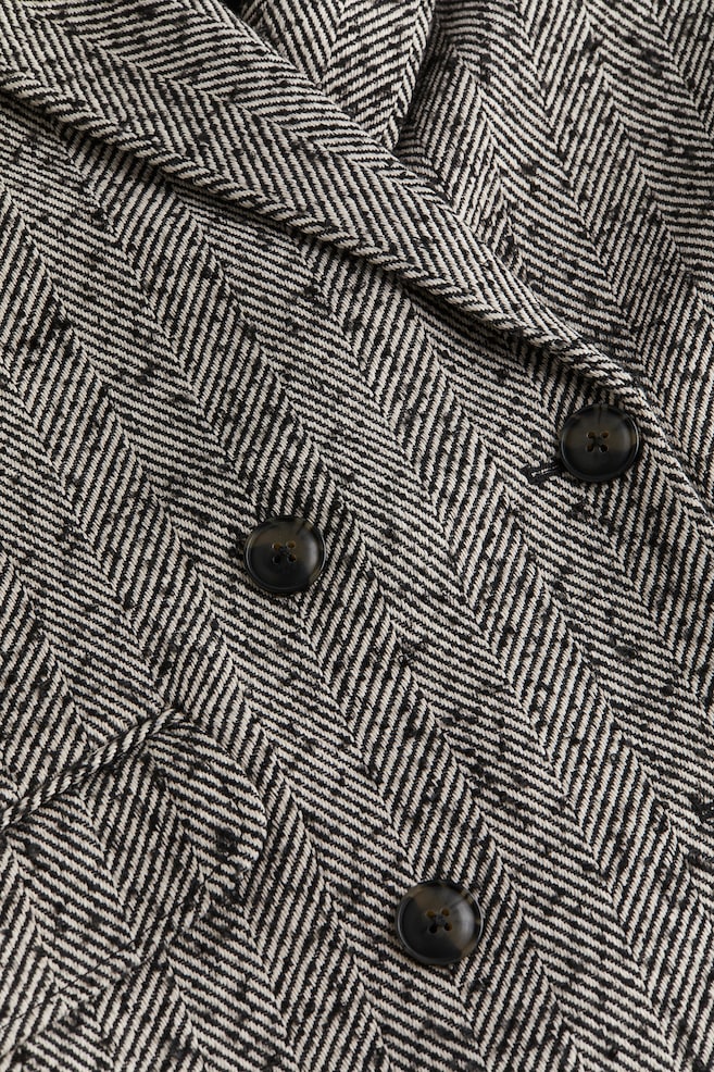 Double-breasted jacket - Black/Herringbone-patterned - 5
