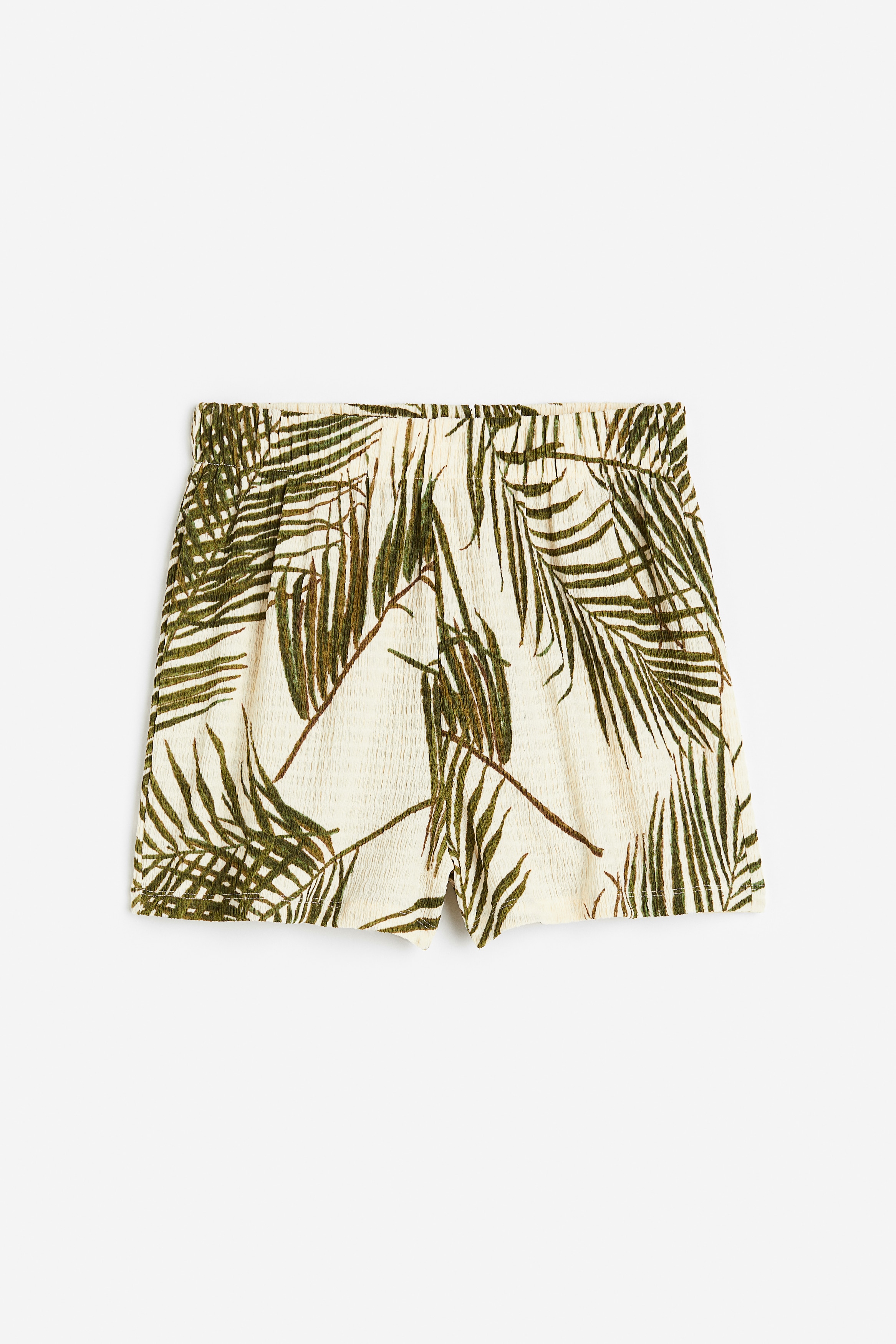 Crêped Shorts - High waist - Short - Light beige/leaves - Ladies  
