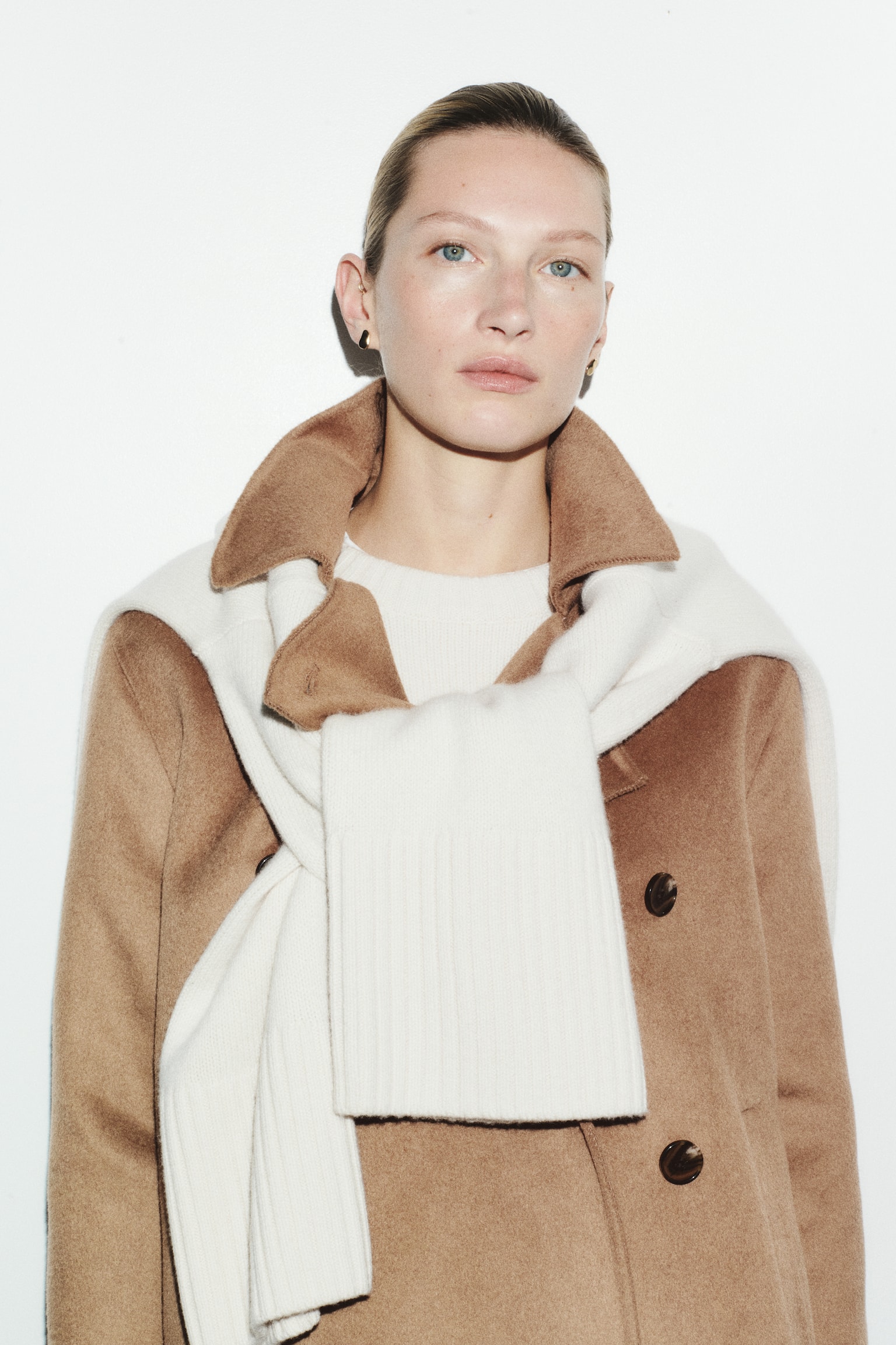 Женское пальто H&M Handmade Wool-Blend, цвет: Тёмный бежевый — фото 3