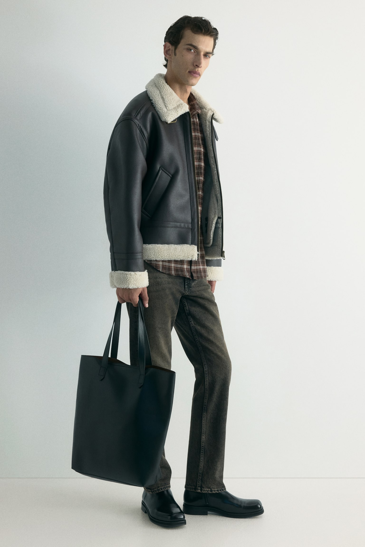 Camisa Loose Fit - Café/Cuadros/Beige/Cuadros - 3