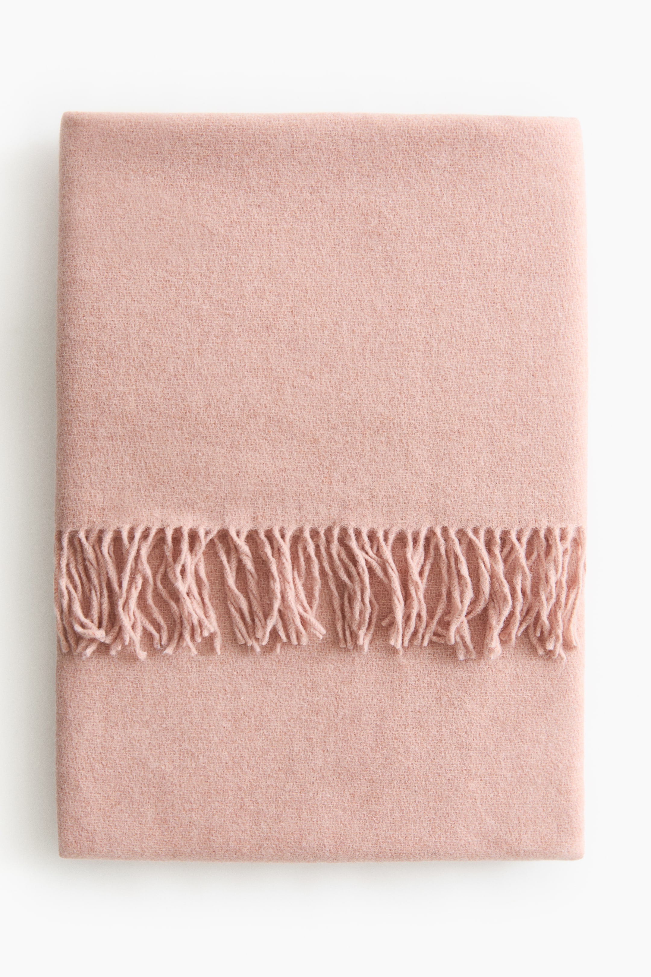 拡大画像を表示: Fringed wool-blend blanket - ピンク | H&M JP 1