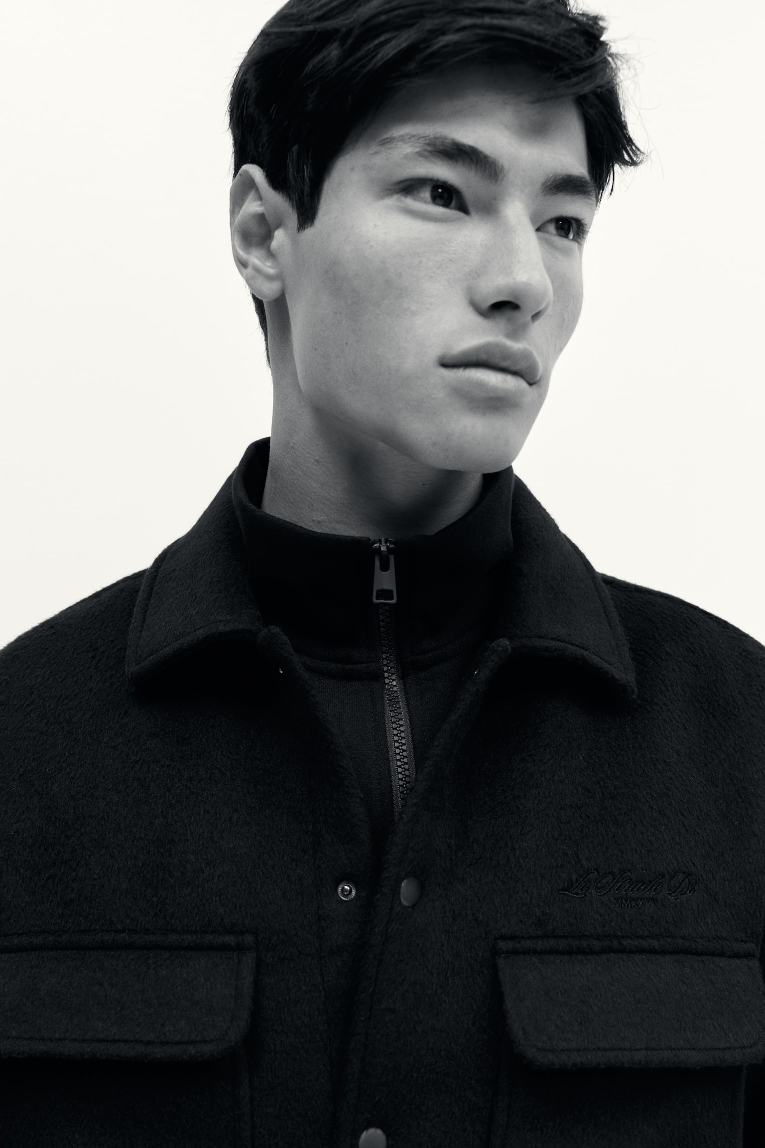 Wool-blend overshirt - Negro/Gris claro - 7