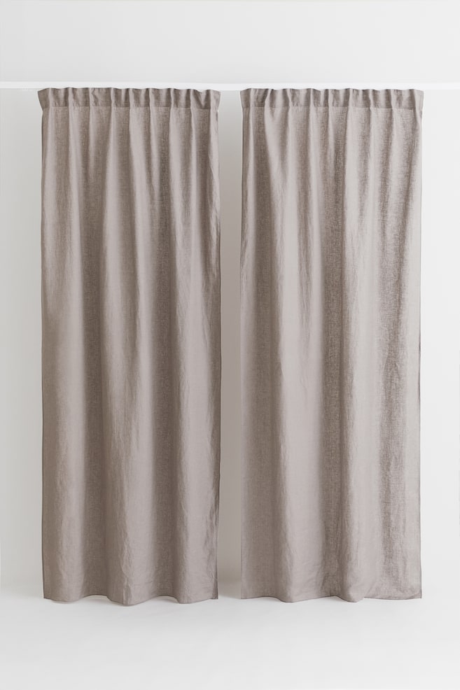 2-pack linen curtain lengths - Greige/Light beige/Grey - 3
