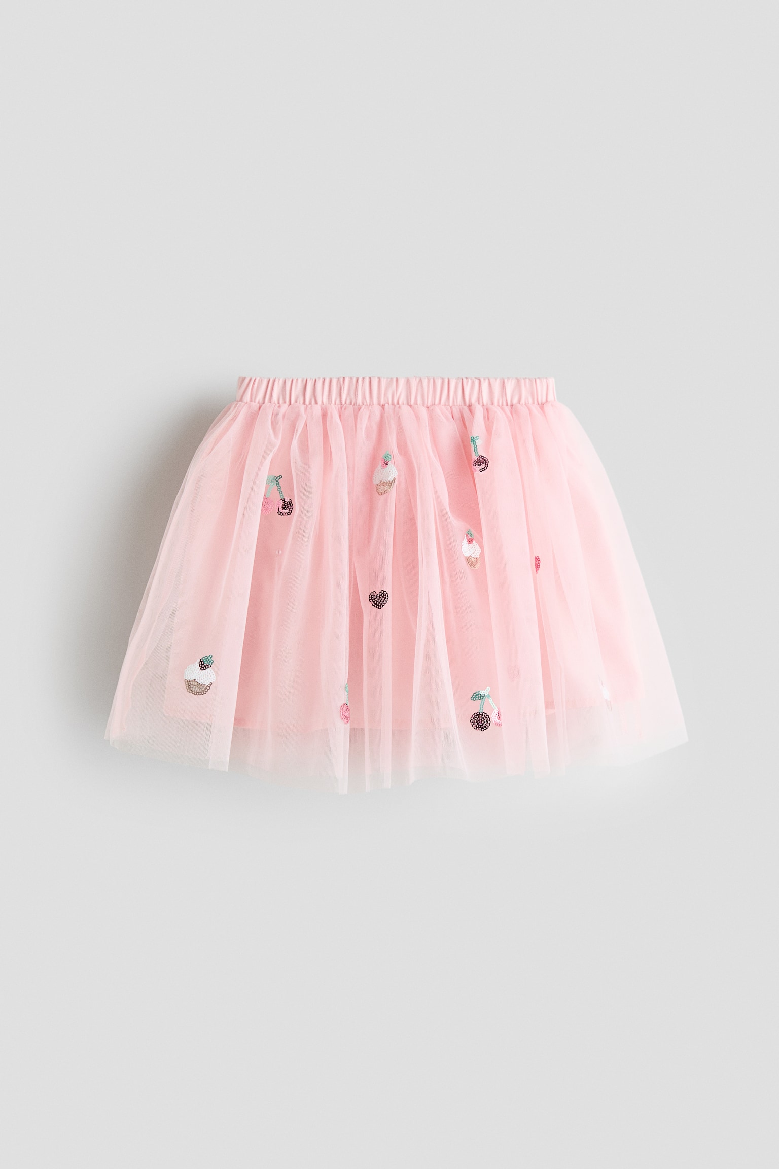Jupe en tulle à sequins - Rose clair/cerises
