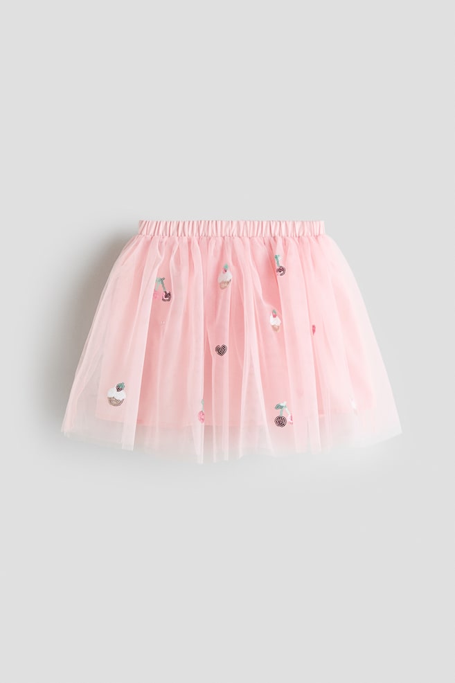 Gonna in tulle con paillettes - Rosa chiaro/ciliegie - 1