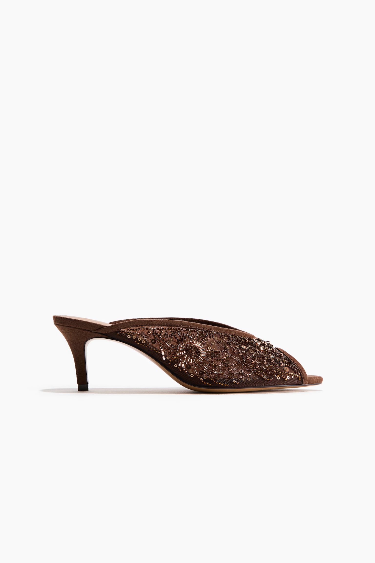 Женские сабо H&M Embellished Heeled Mules, цвет: Коричневый — фото 1