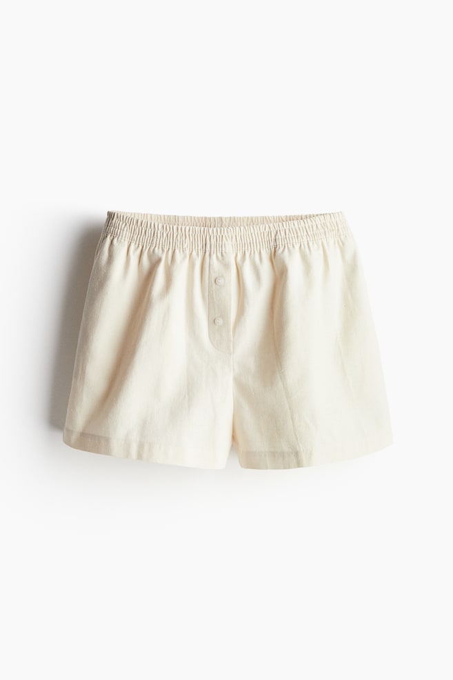 Pantalón corto de sarga con neps - Blanco natural - 1