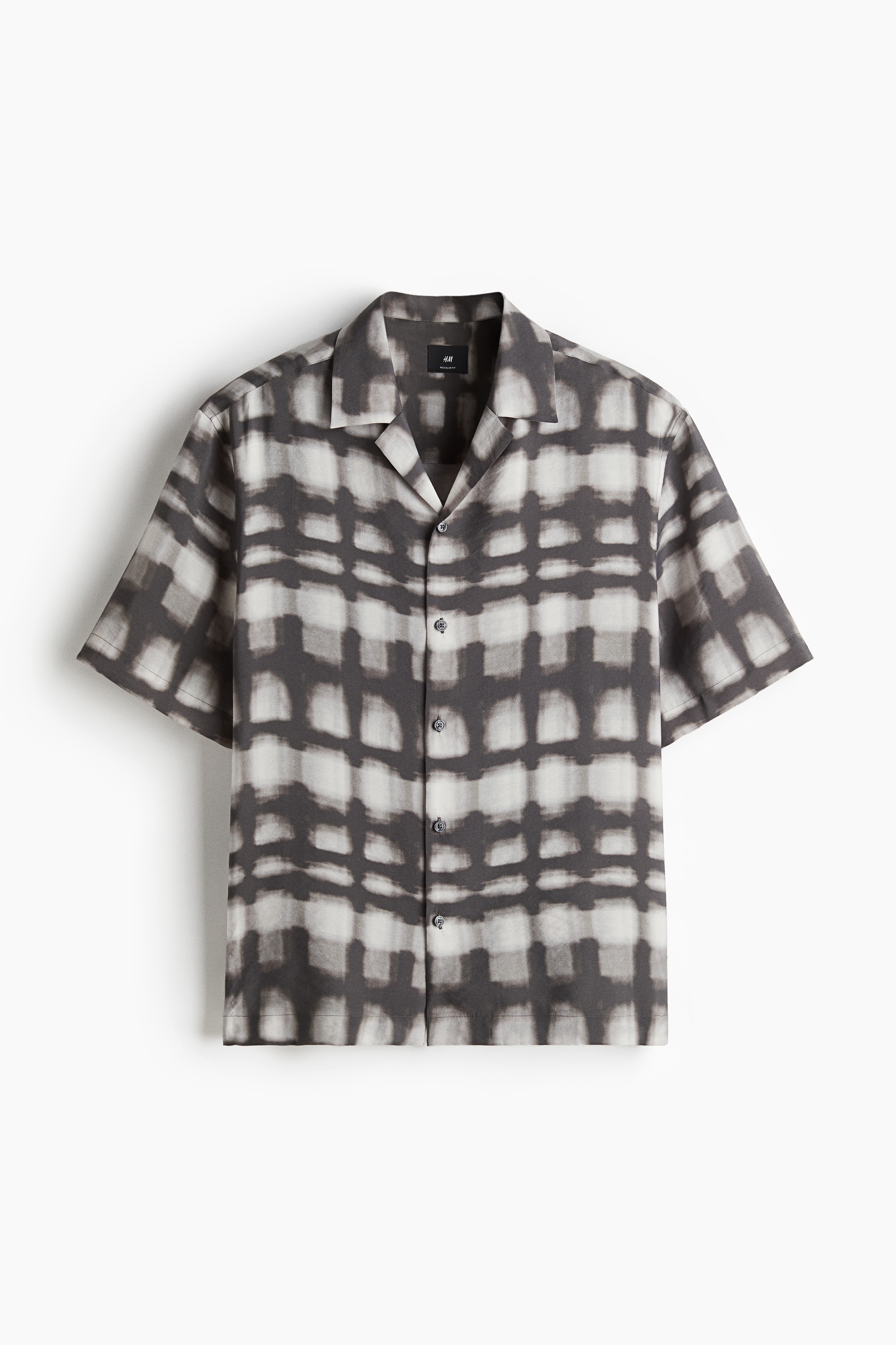 Camisa resort Regular Fit - Gris oscuro/Cuadros