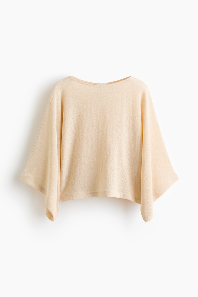 Top en maille avec manches cape - Beige clair/Noir - 1