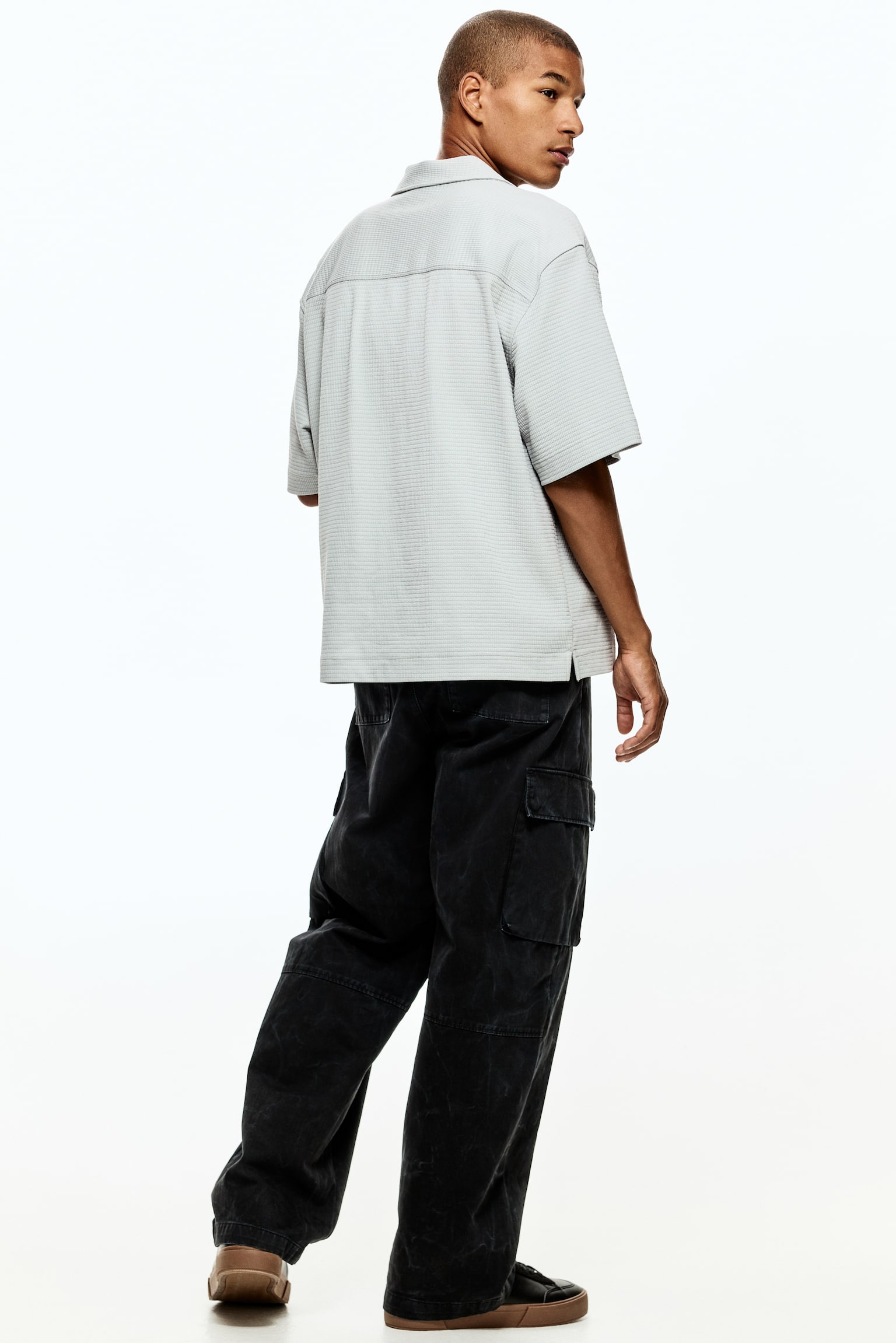 Loose-Fit Shirt - Light gray/White/Dark gray - 4