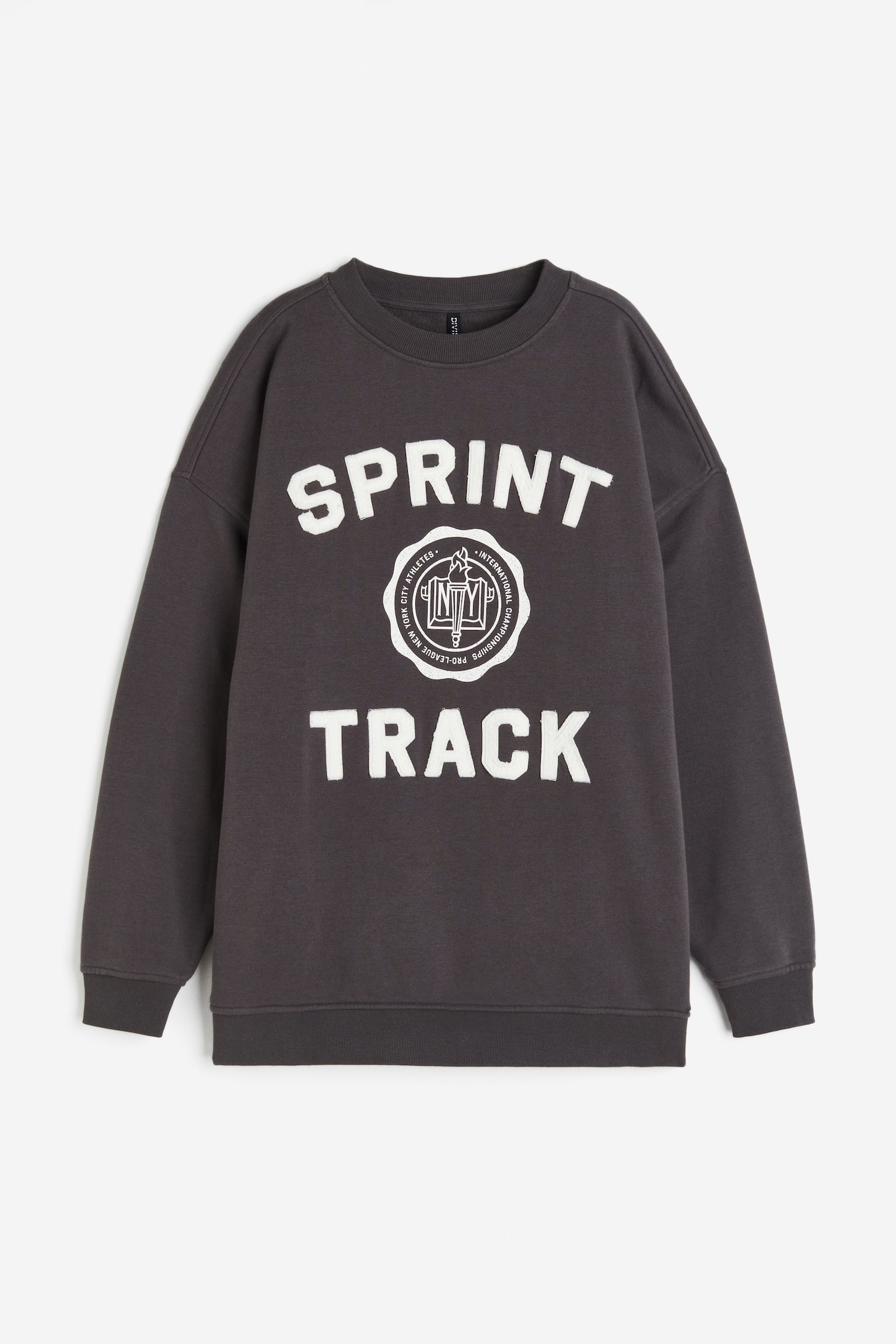 Oversized motif-detail sweatshirt - Dark grey/Sprint Track/Light beige/Digital/Dark grey/Always by Your Side - 1