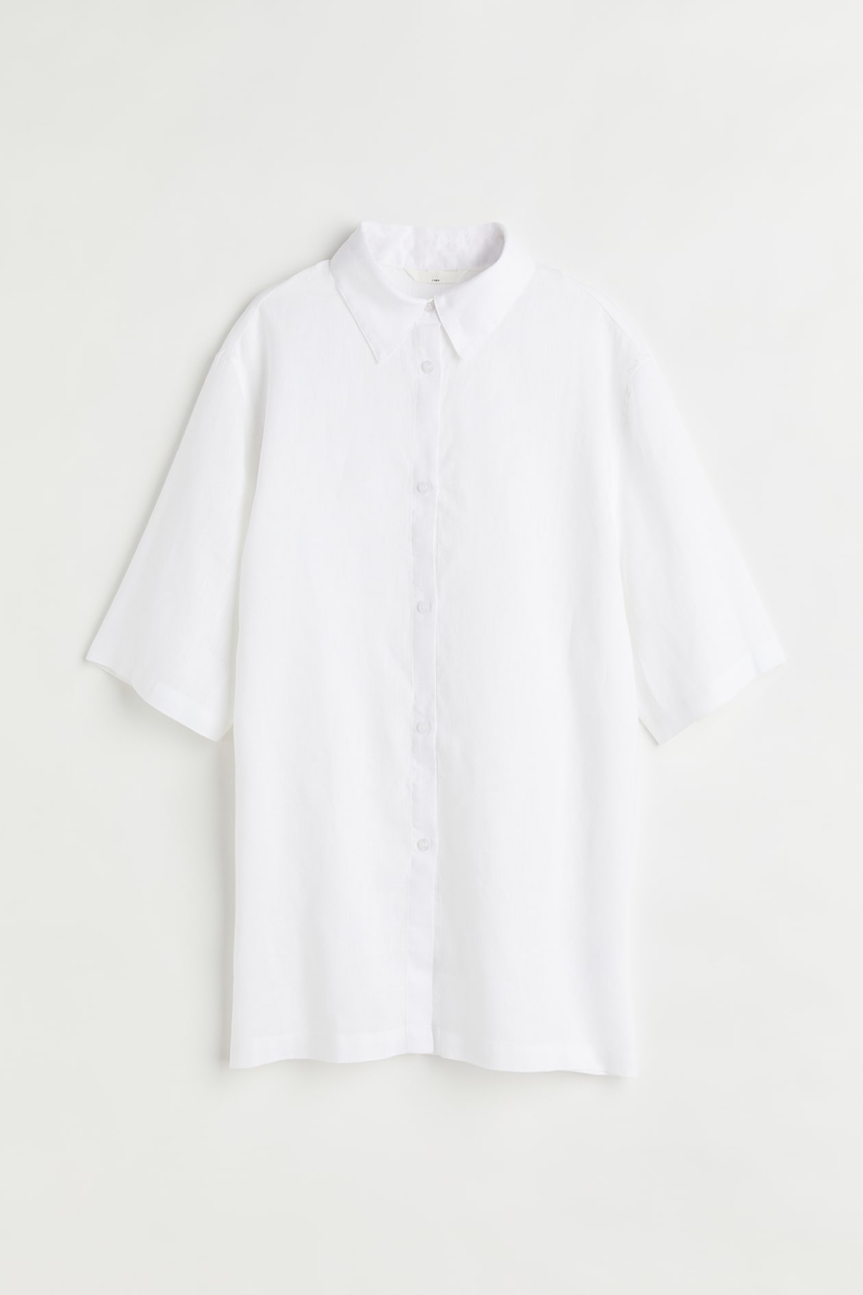 Linen shirt - Short sleeve - Regular length - White - Ladies | H&M GB