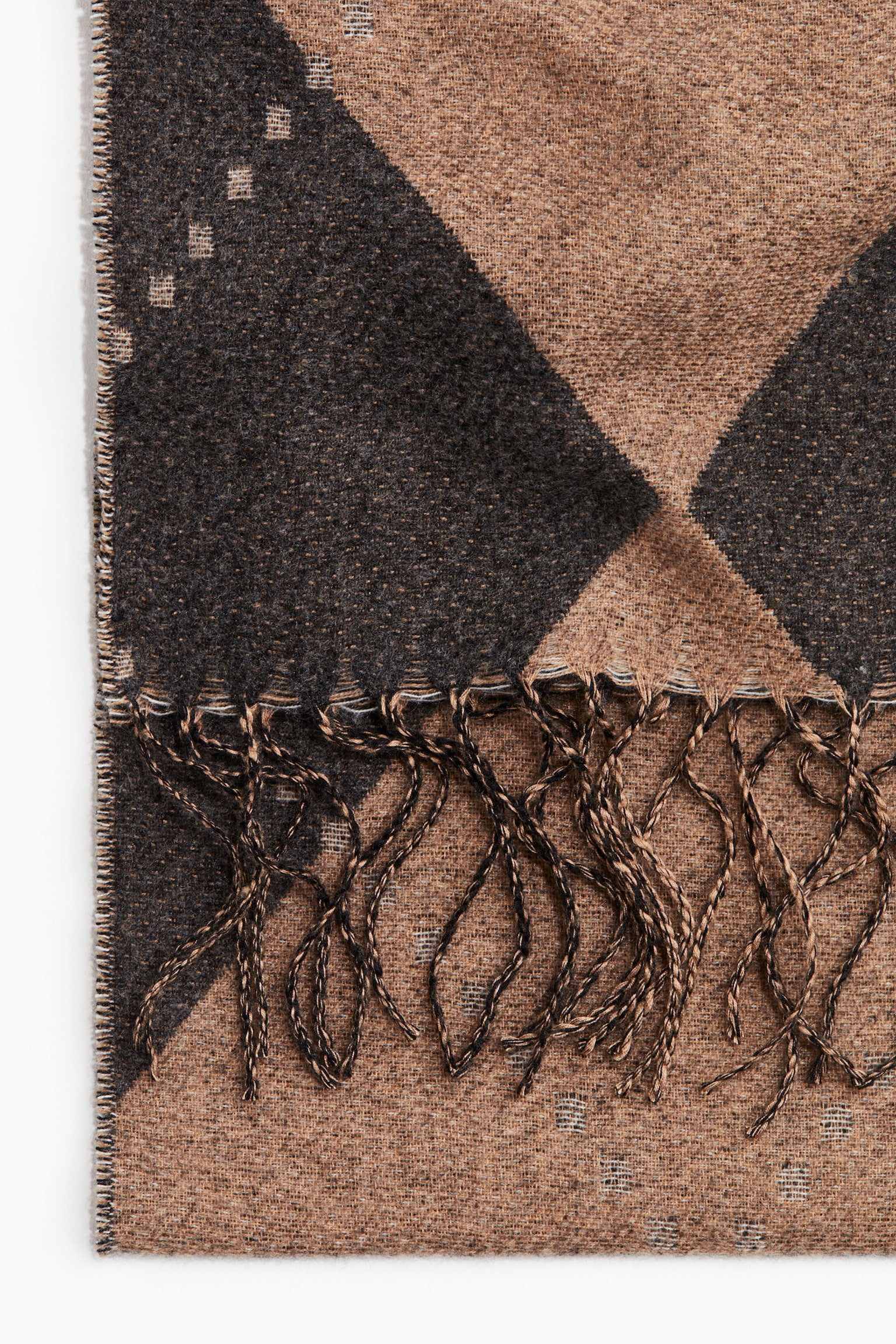 Khăn quàng cổ - Màu be/Hoạ tiết quả trám - 2