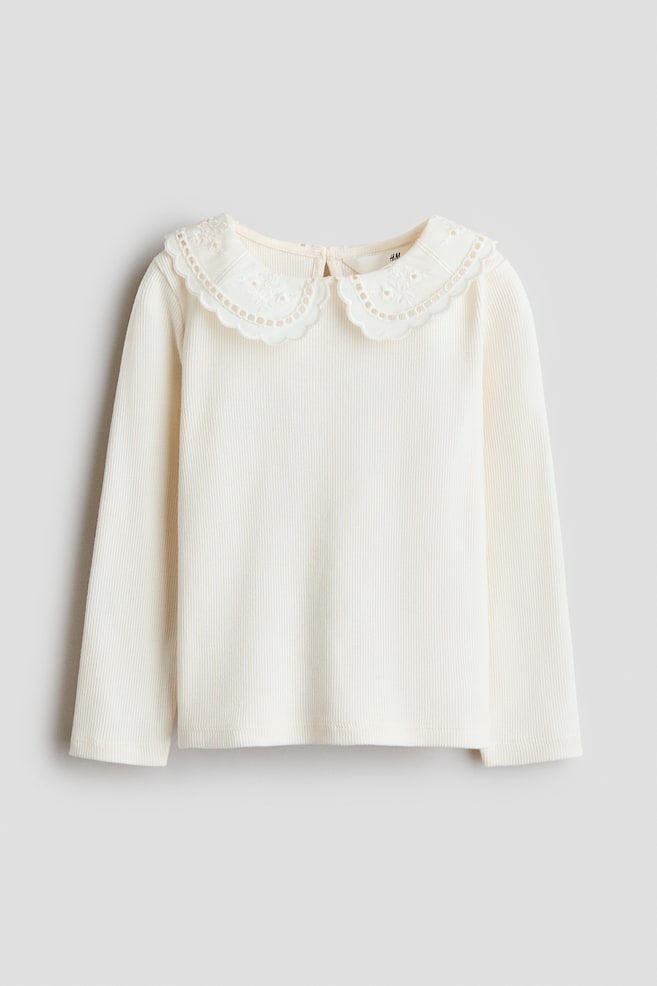 Shirt mit Kragen - Weiß/Heidelila/Hellrosa - 1