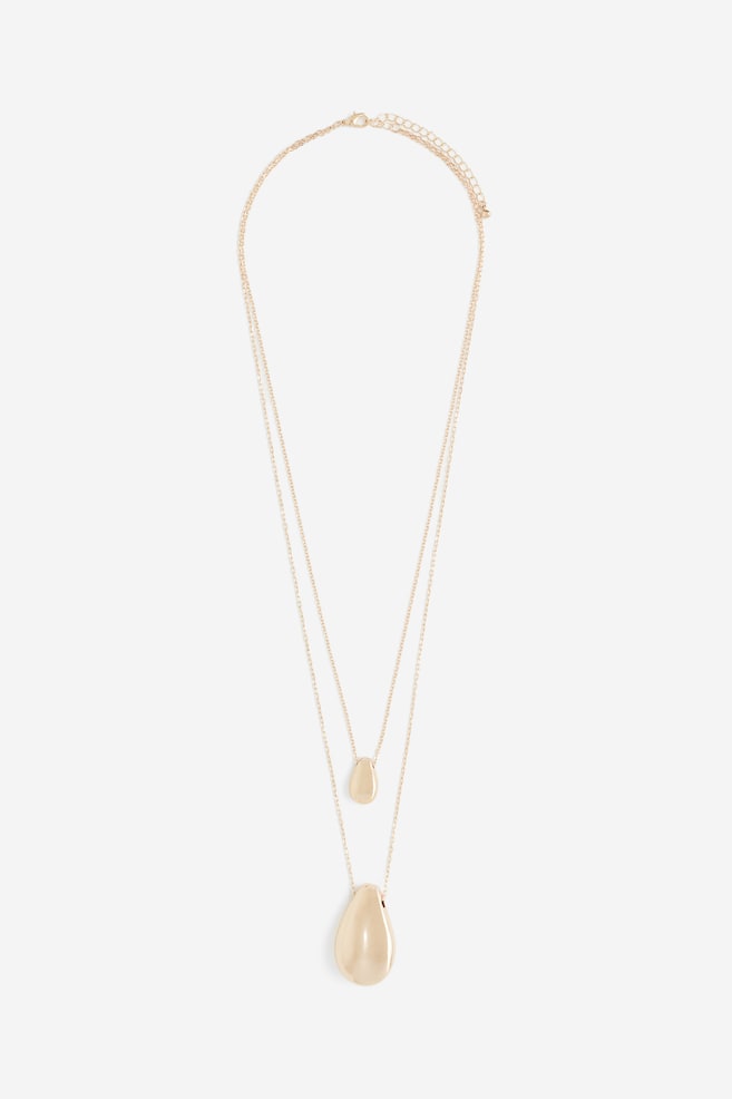 Two-strand pendant necklace - Gold-coloured - 1