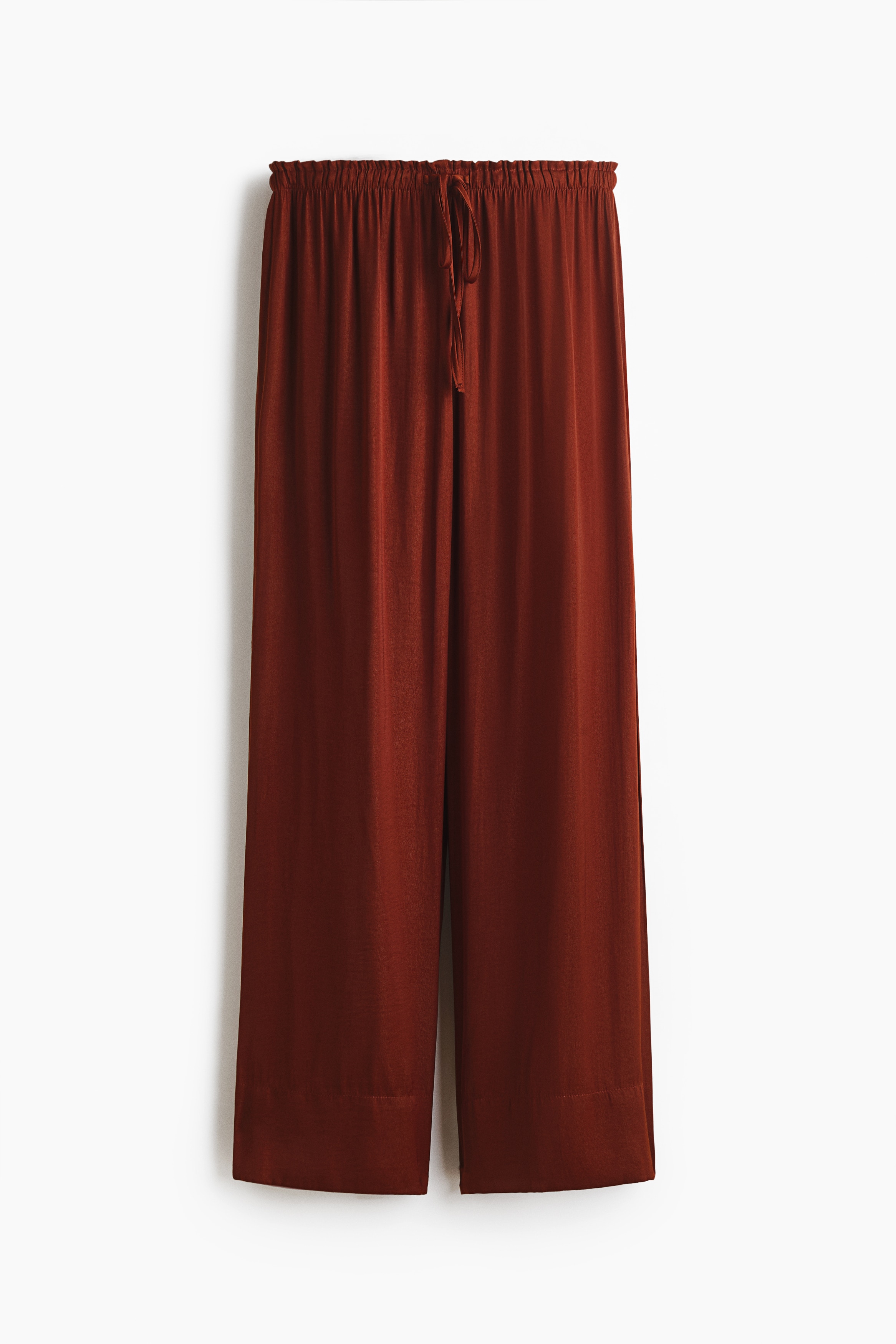 Wide drawstring trousers - Rust brown/Greige/Dark brown