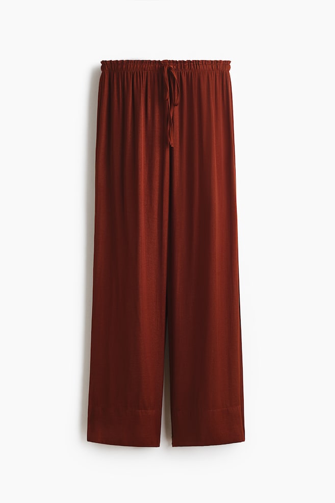 Wide-Leg Drawstring Pants - Rust brown/Taupe - 1