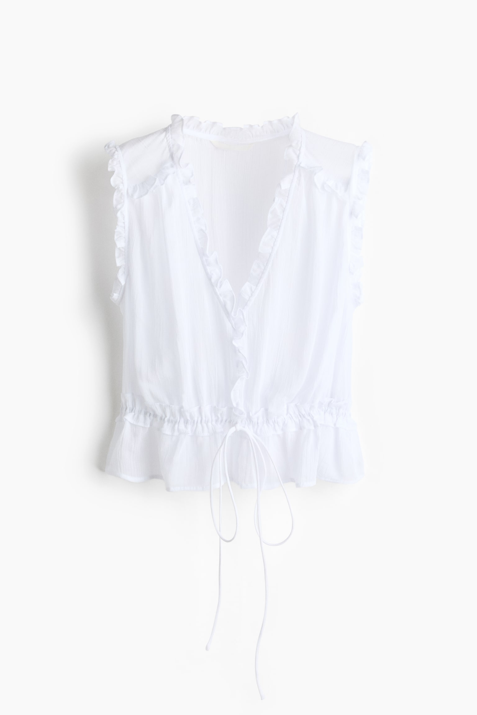 Frill-trimmed lyocell top - White/Peach pink/Dark purple/Floral - 1